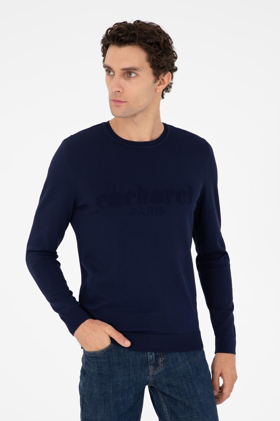 Lacivert Slim Fit Bisiklet Yaka Triko Kazak - 50293787024