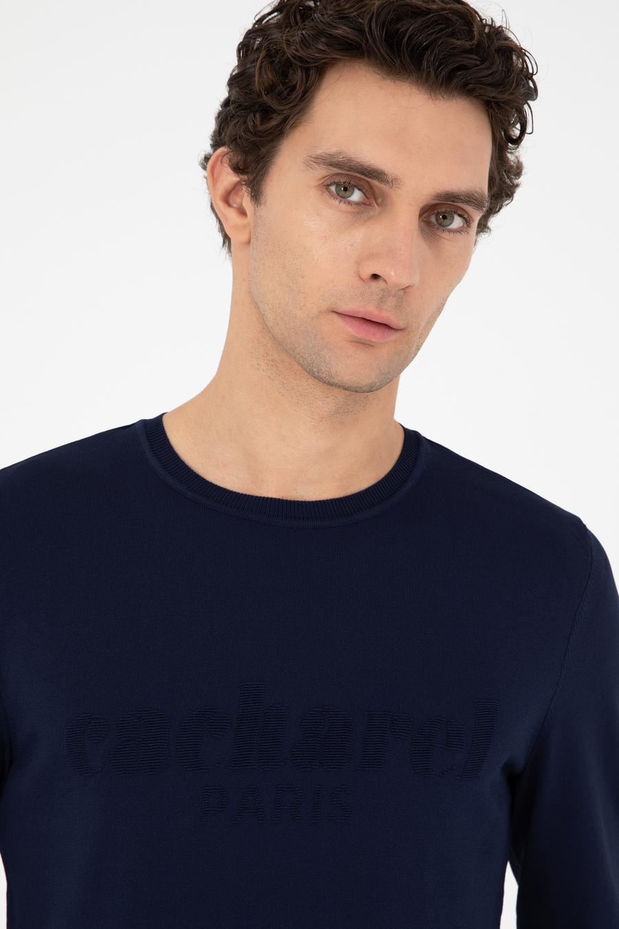 Lacivert Slim Fit Bisiklet Yaka Triko Kazak - 50293787024