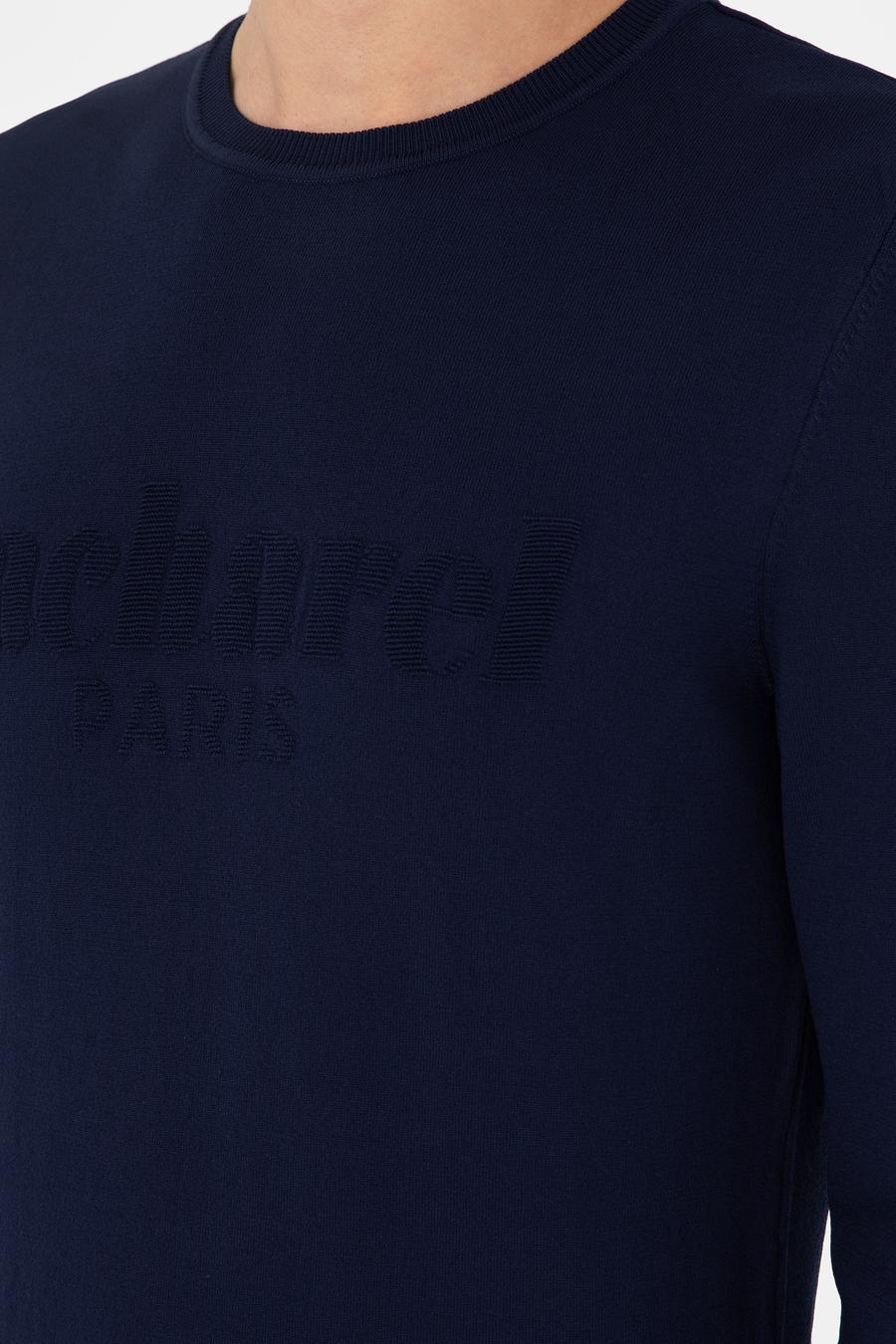 Lacivert Slim Fit Bisiklet Yaka Triko Kazak - 50293787024