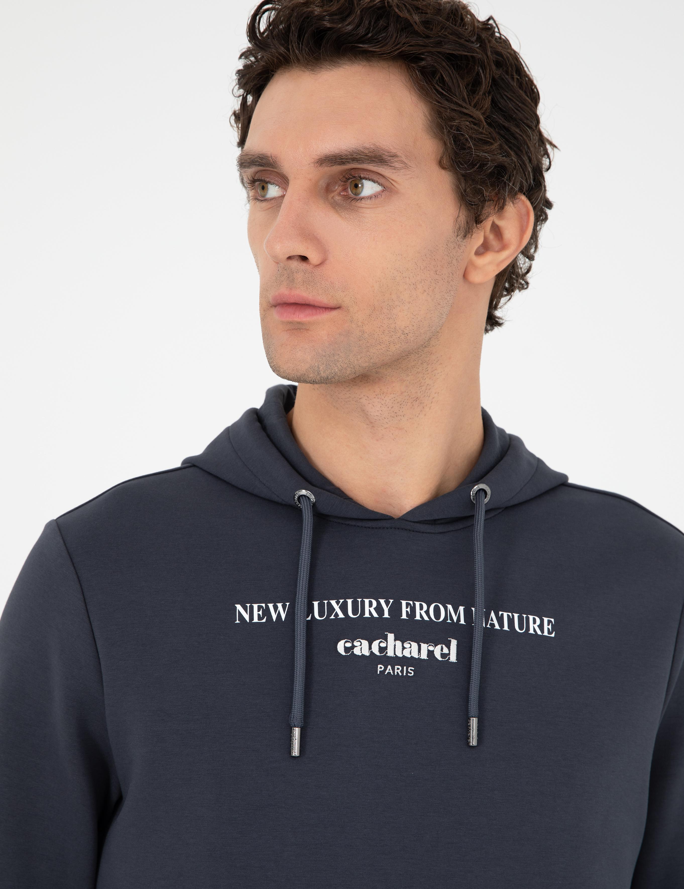 Antrasit Regular Fit Pamuk Karışımlı Kapüşonlu Sweatshirt - 50296894001