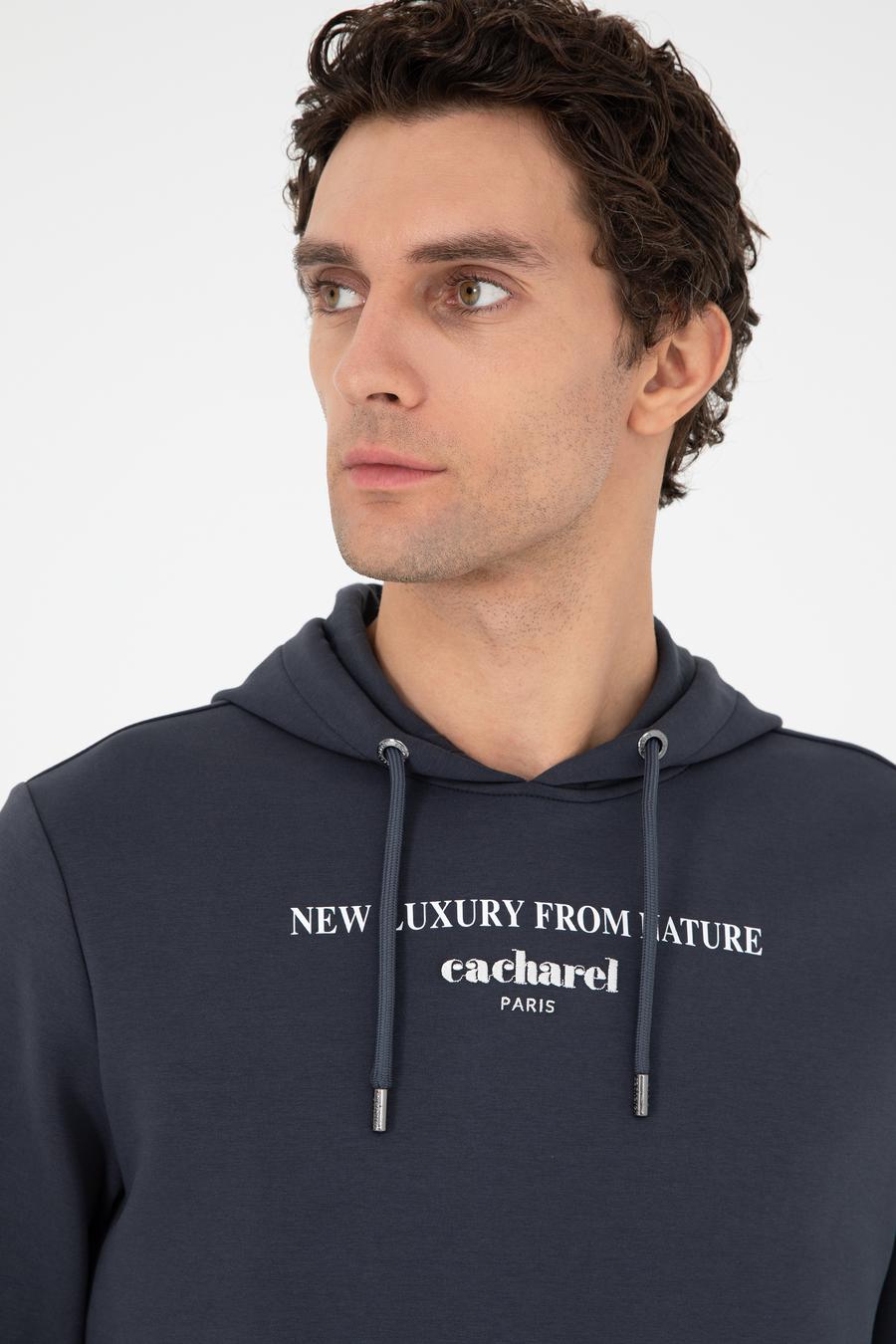 Antrasit Regular Fit Pamuk Karışımlı Kapüşonlu Sweatshirt - 50296894001