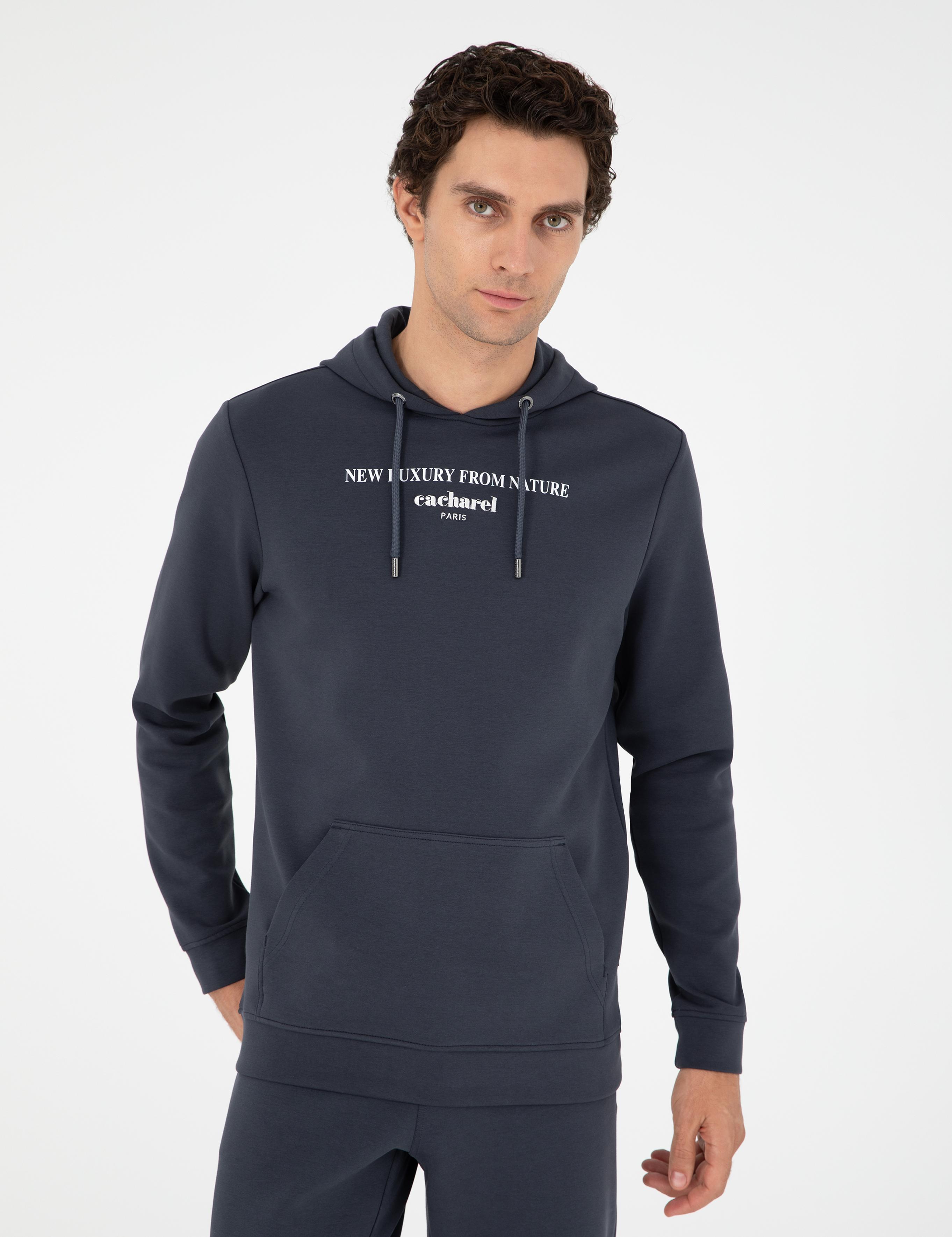 Antrasit Regular Fit Pamuk Karışımlı Kapüşonlu Sweatshirt - 50296894001
