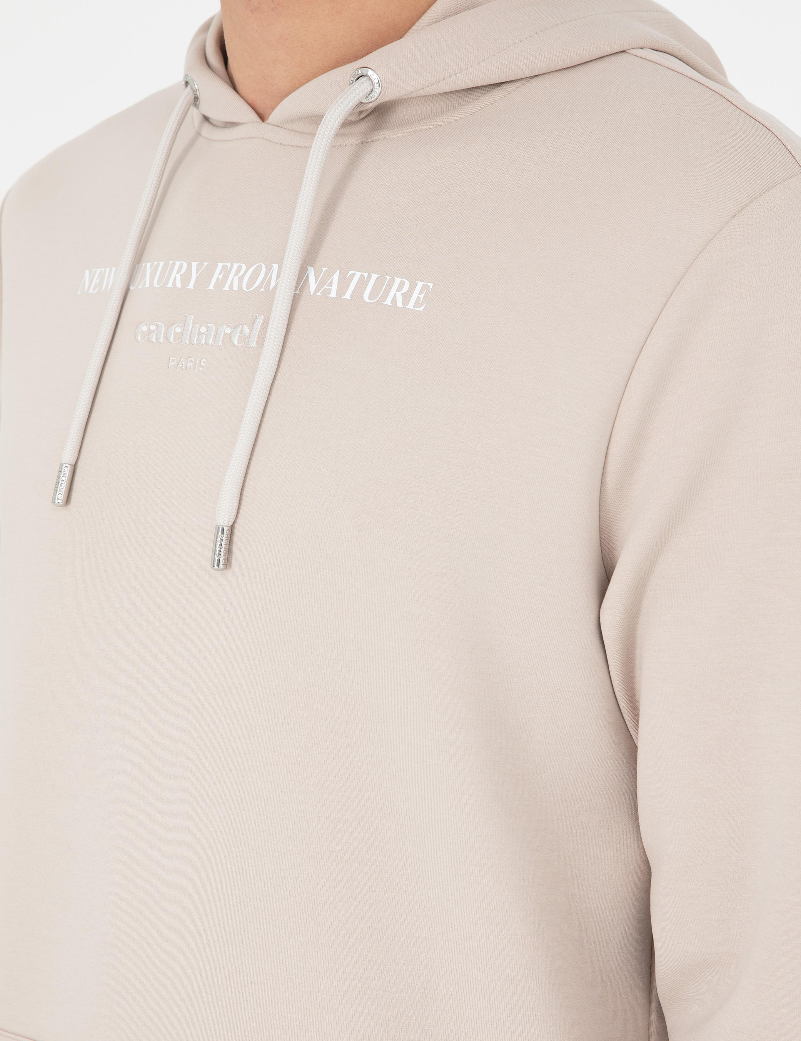 Bej Regular Fit Pamuk Karışımlı Yarım Fermuarlı Sweatshirt - 50296894017