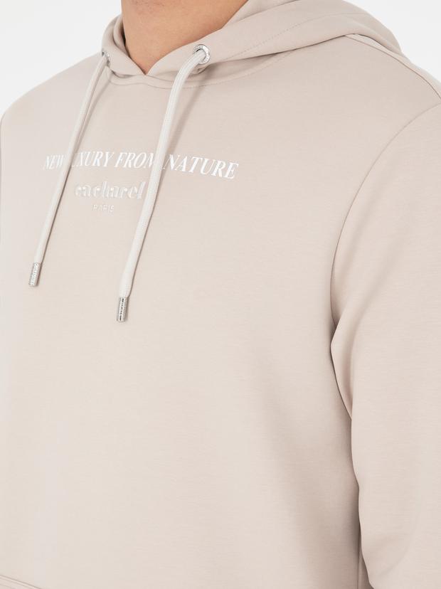 Bej Regular Fit Pamuk Karışımlı Yarım Fermuarlı Sweatshirt