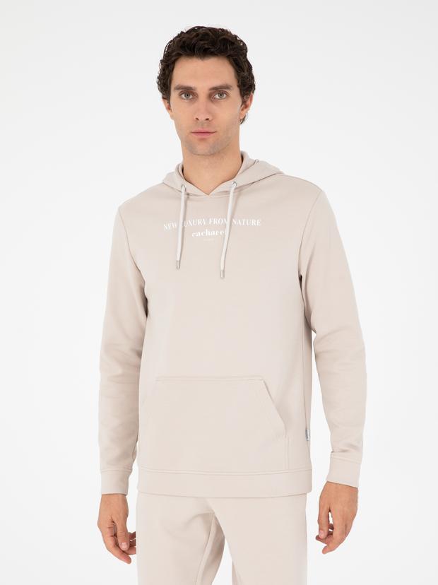 Bej Regular Fit Pamuk Karışımlı Yarım Fermuarlı Sweatshirt