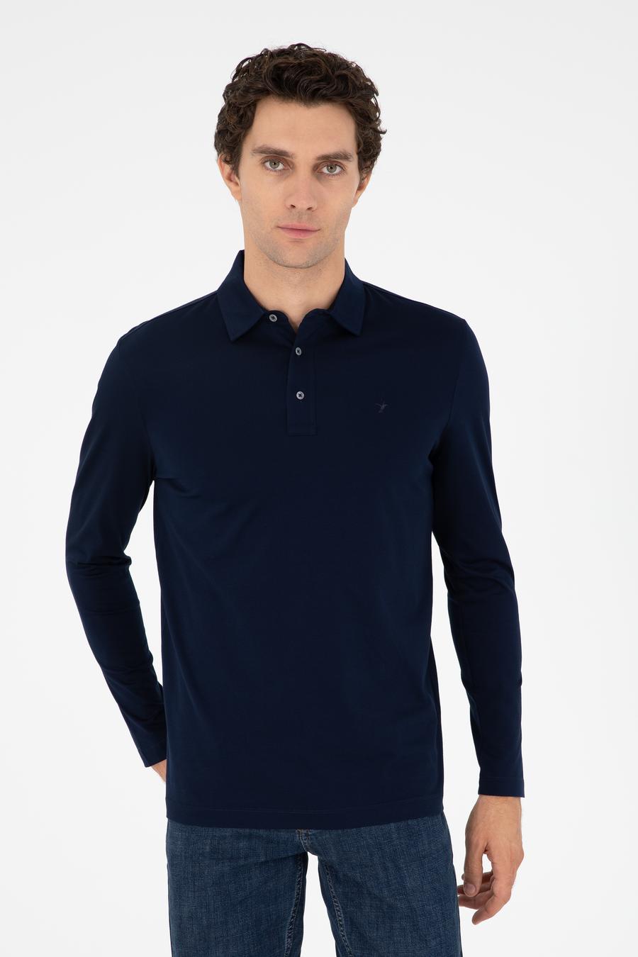 Lacivert Regular Fit %100 Pamuk Polo Yaka Sweatshirt - 50294327016