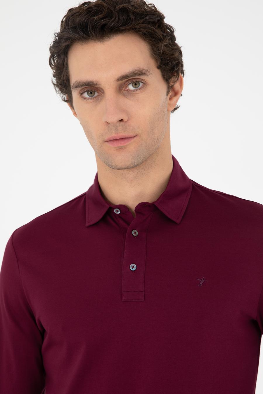 Bordo Regular Fit %100 Pamuk Polo Yaka Sweatshirt - 50294327024