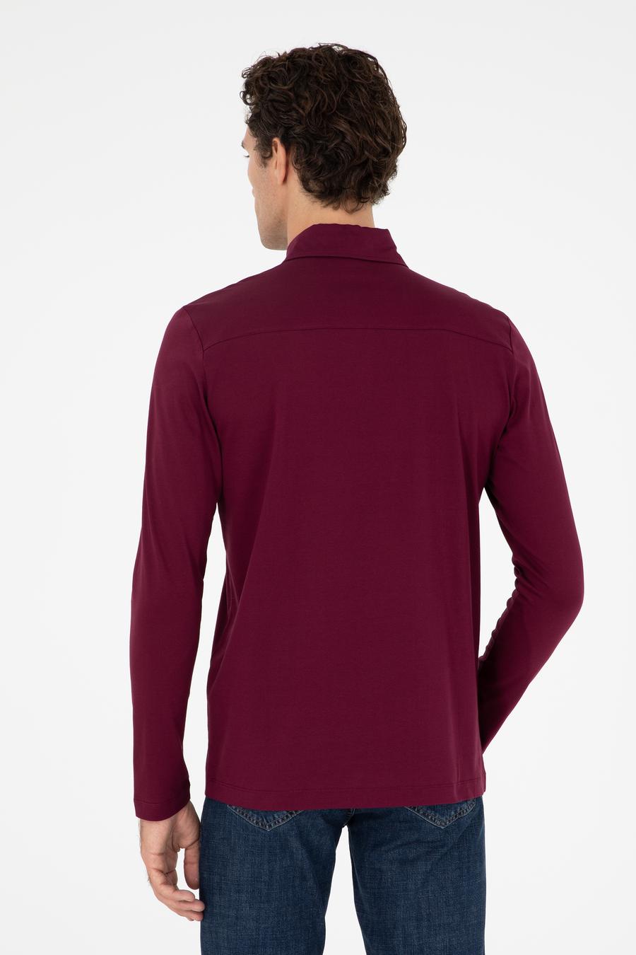 Bordo Regular Fit %100 Pamuk Polo Yaka Sweatshirt - 50294327024