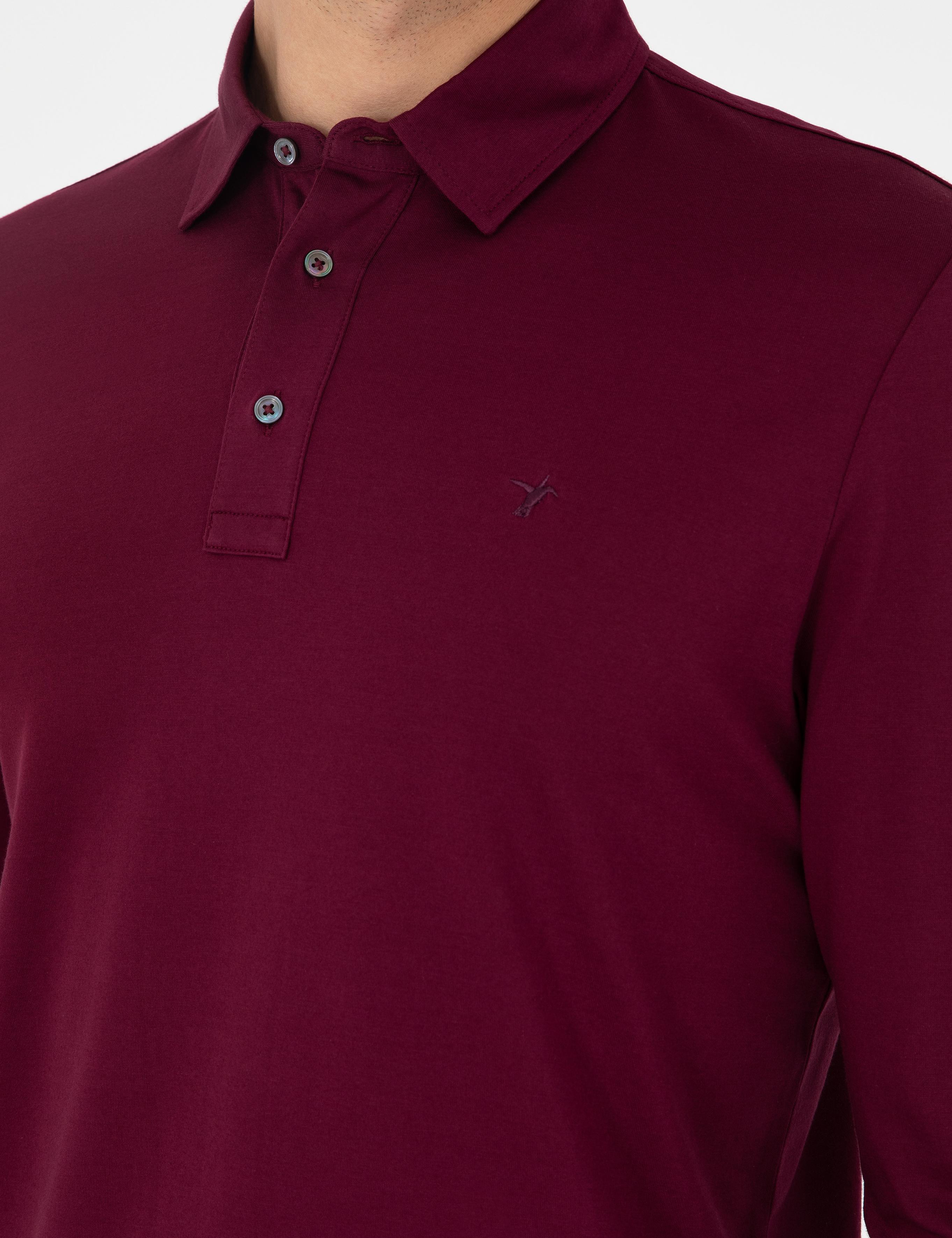 Bordo Regular Fit %100 Pamuk Polo Yaka Sweatshirt - 50294327024