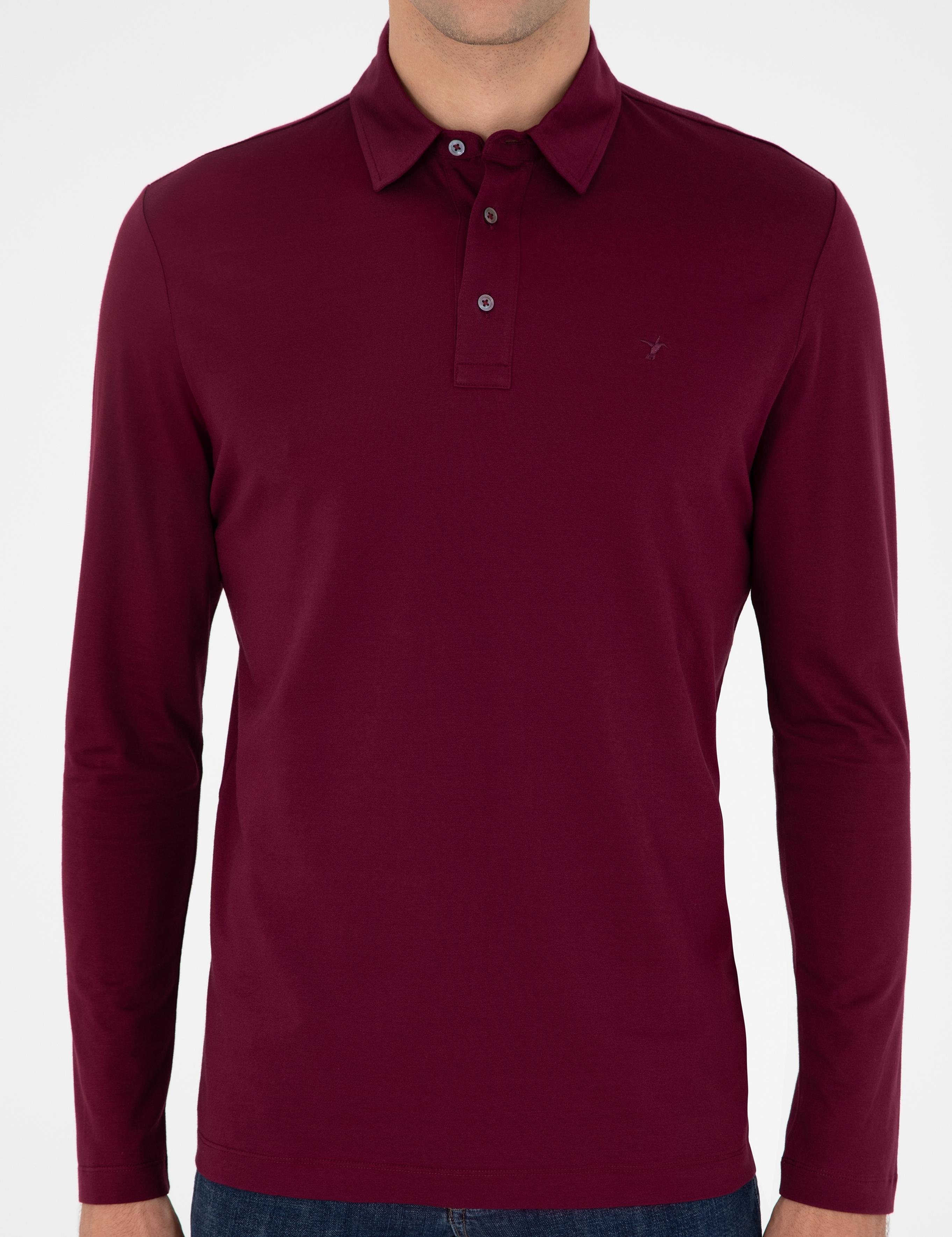 Bordo Regular Fit %100 Pamuk Polo Yaka Sweatshirt - 50294327024
