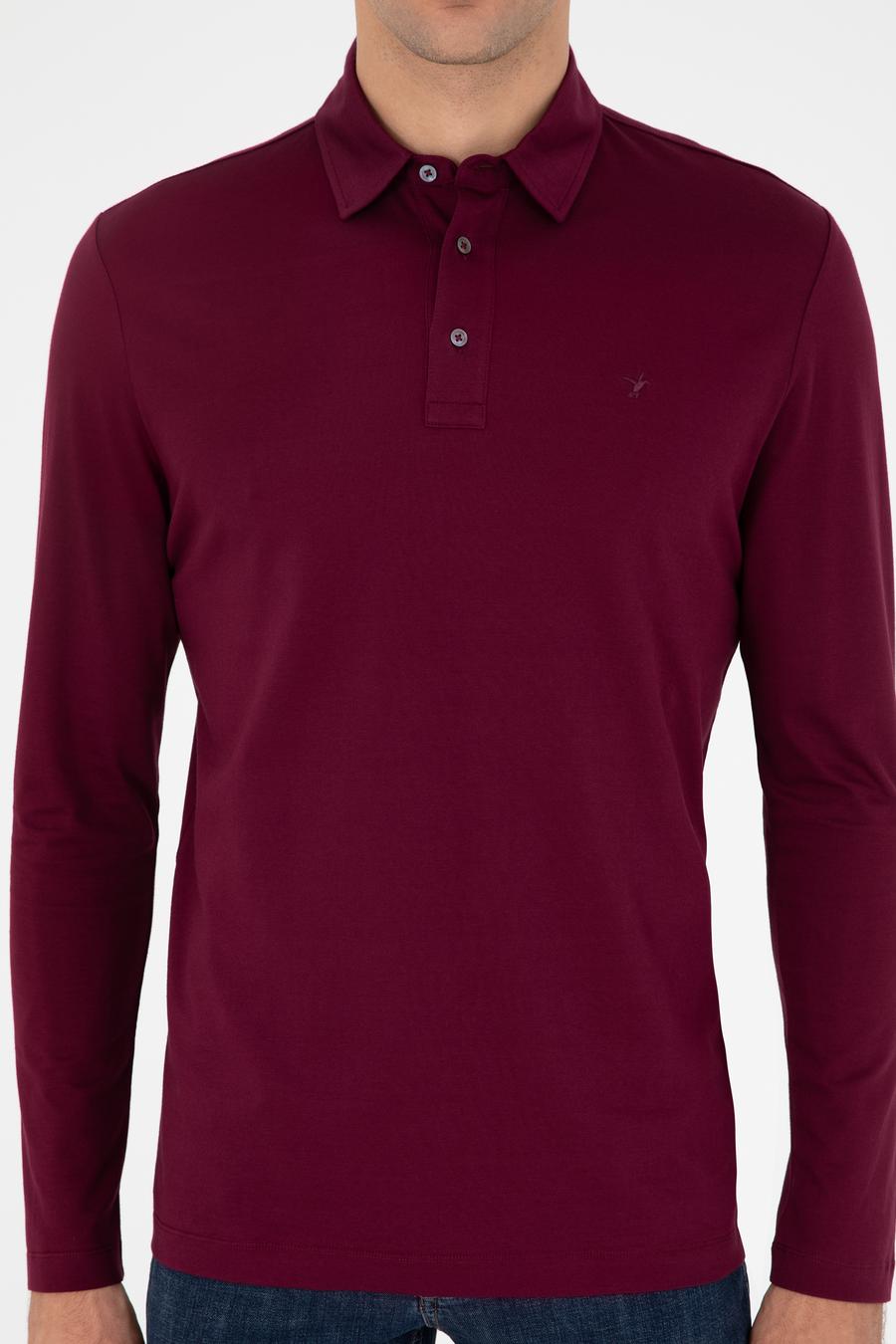 Bordo Regular Fit %100 Pamuk Polo Yaka Sweatshirt - 50294327024
