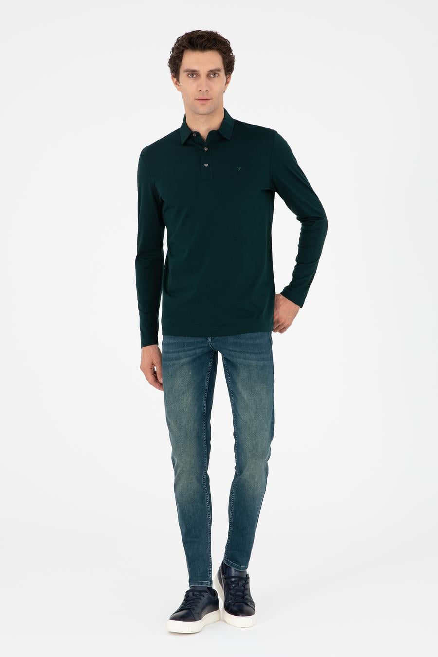 Zümrüt Regular Fit %100 Pamuk Polo Yaka Sweatshirt - 50294327036