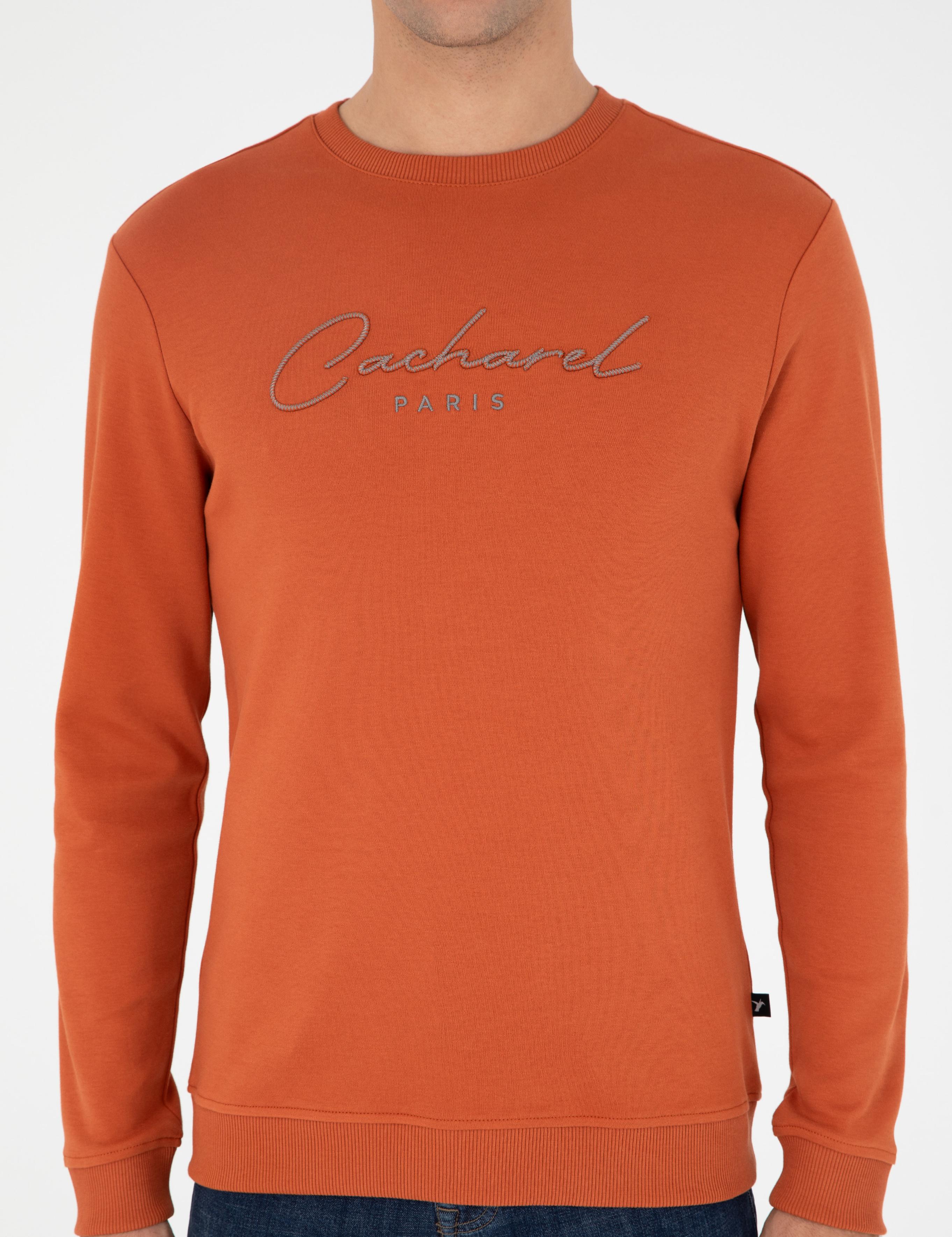 Turuncu Regular Fit Bisiklet Yaka Pamuklu Sweatshirt - 50296883025