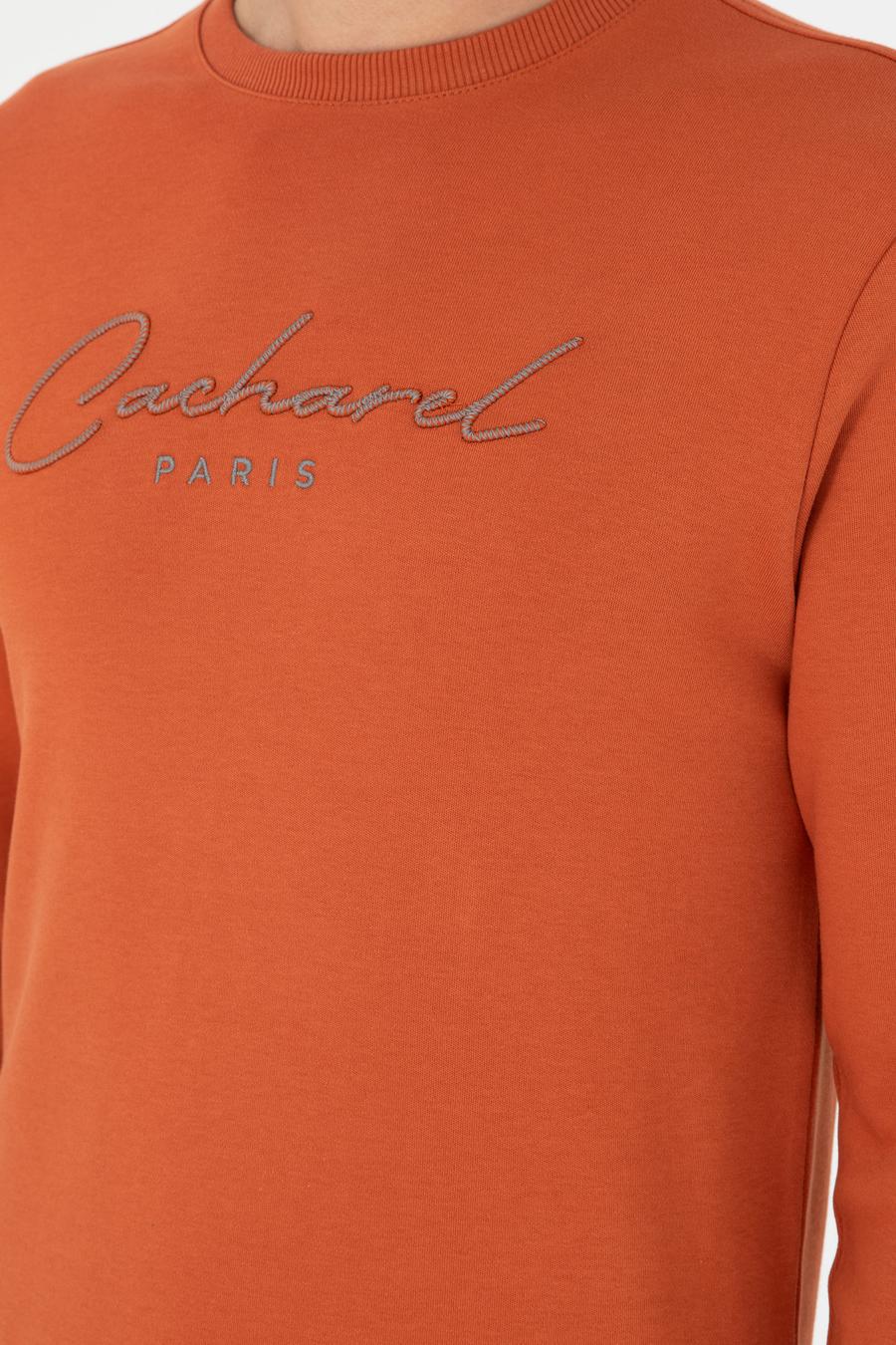 Turuncu Regular Fit Bisiklet Yaka Pamuklu Sweatshirt - 50296883025