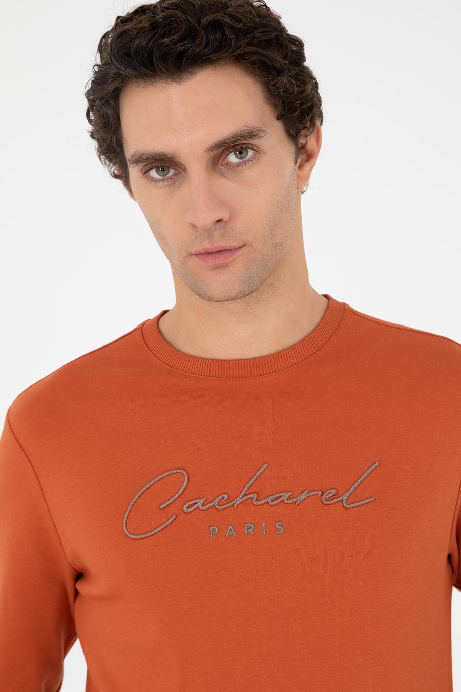 Turuncu Regular Fit Bisiklet Yaka Pamuklu Sweatshirt - 50296883025