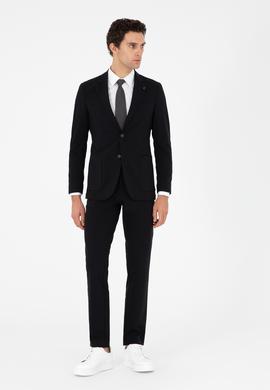 Siyah Slim Fit Mikro Desenli Takım Elbise
