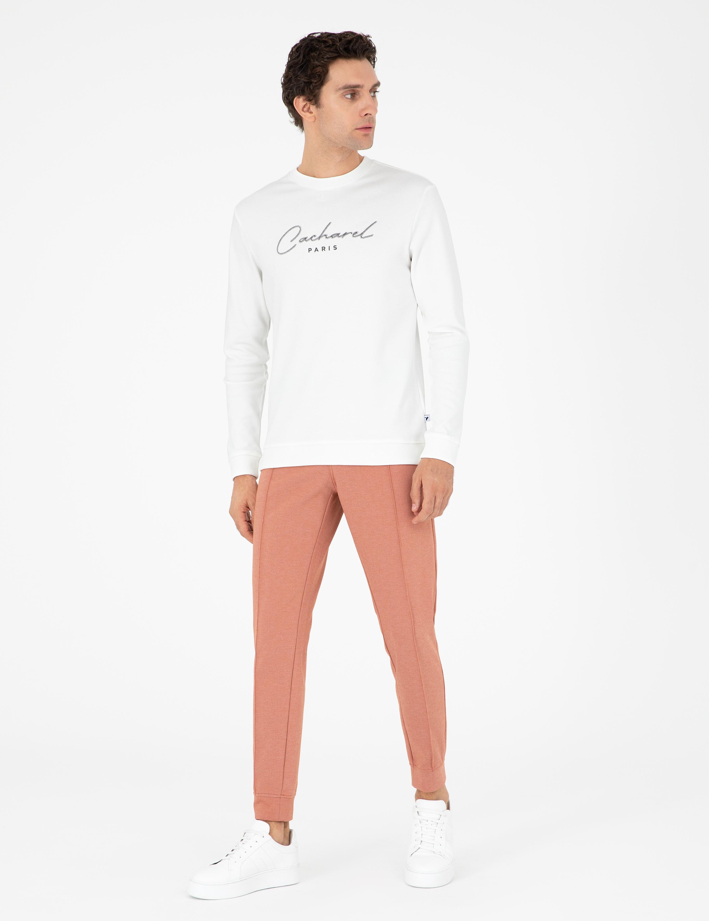 Turuncu Slim Fit Paçası Lastikli Nervürlü Eşofman Altı - 50292584034