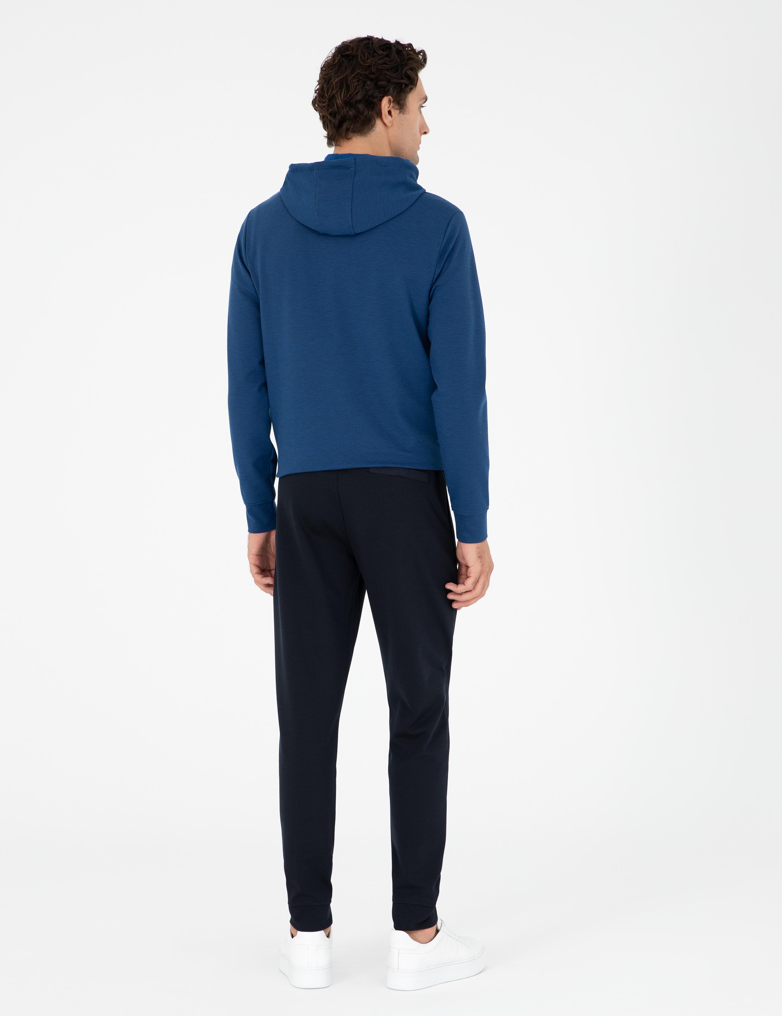 Lacivert Slim Fit Paçası Lastikli Nervürlü Eşofman Altı - 50292584007