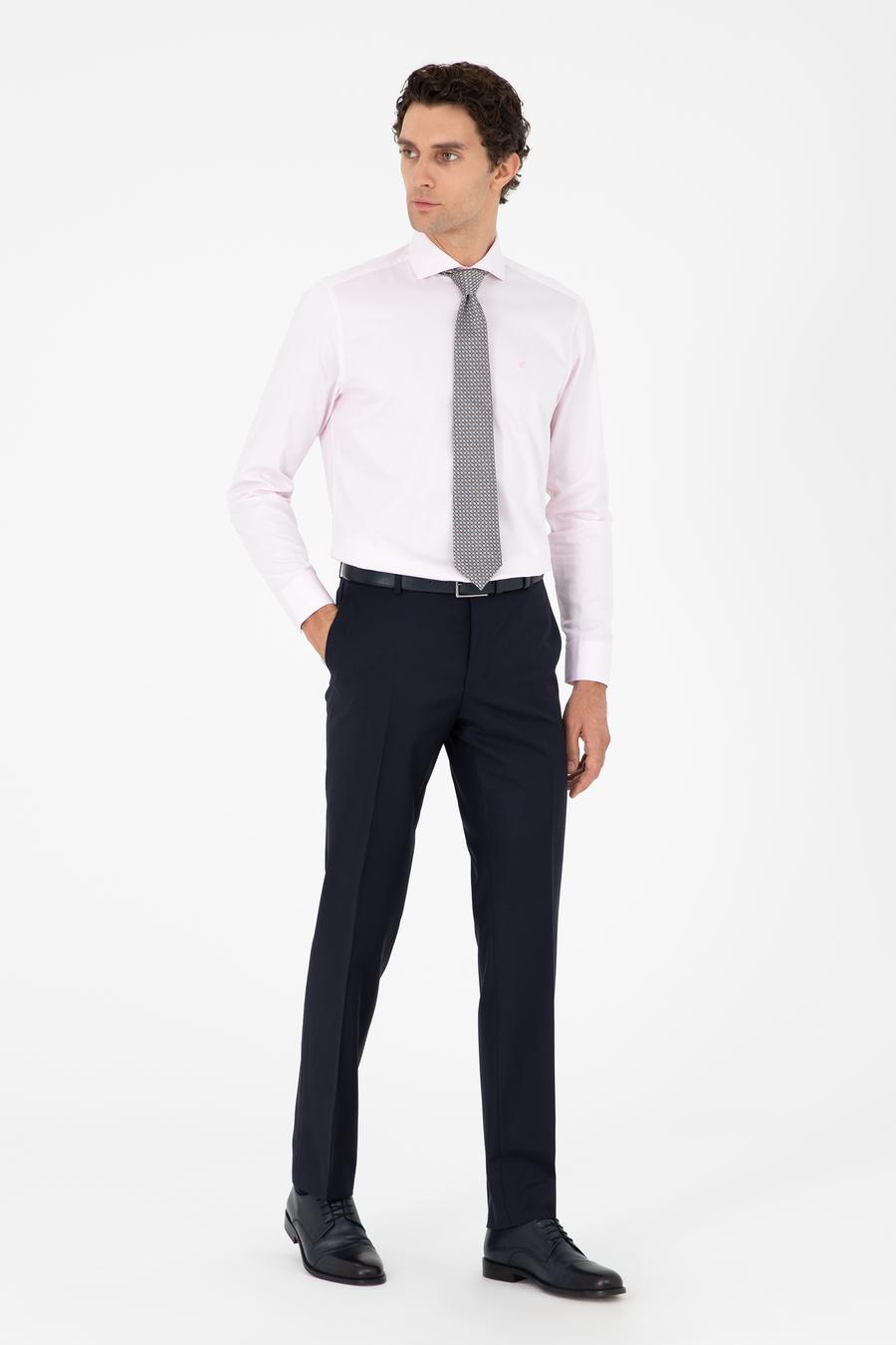 Açık Pembe Modern Fit Uzun Kollu Basic Gömlek - 50223149116