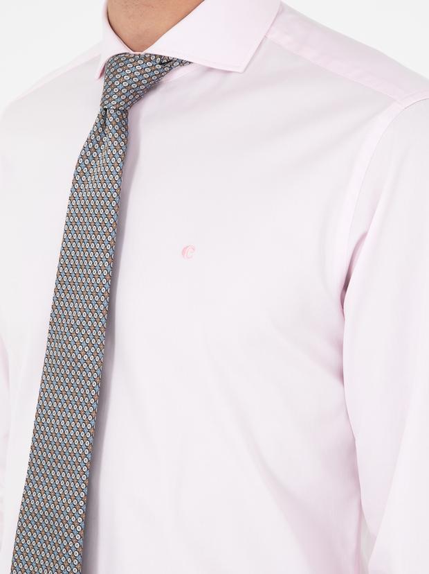 Açık Pembe Modern Fit Uzun Kollu Basic Gömlek