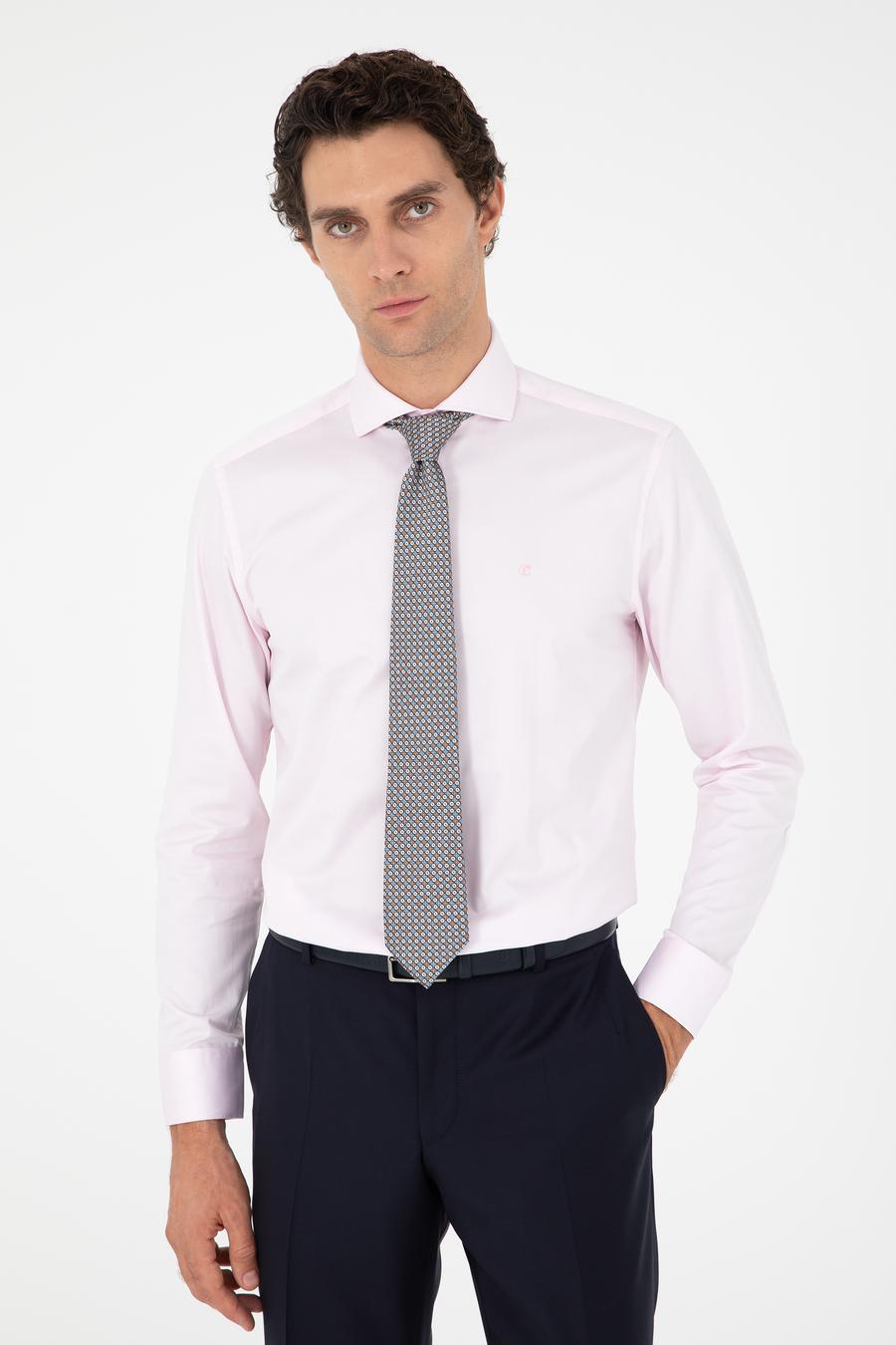 Açık Pembe Modern Fit Uzun Kollu Basic Gömlek - 50223149116