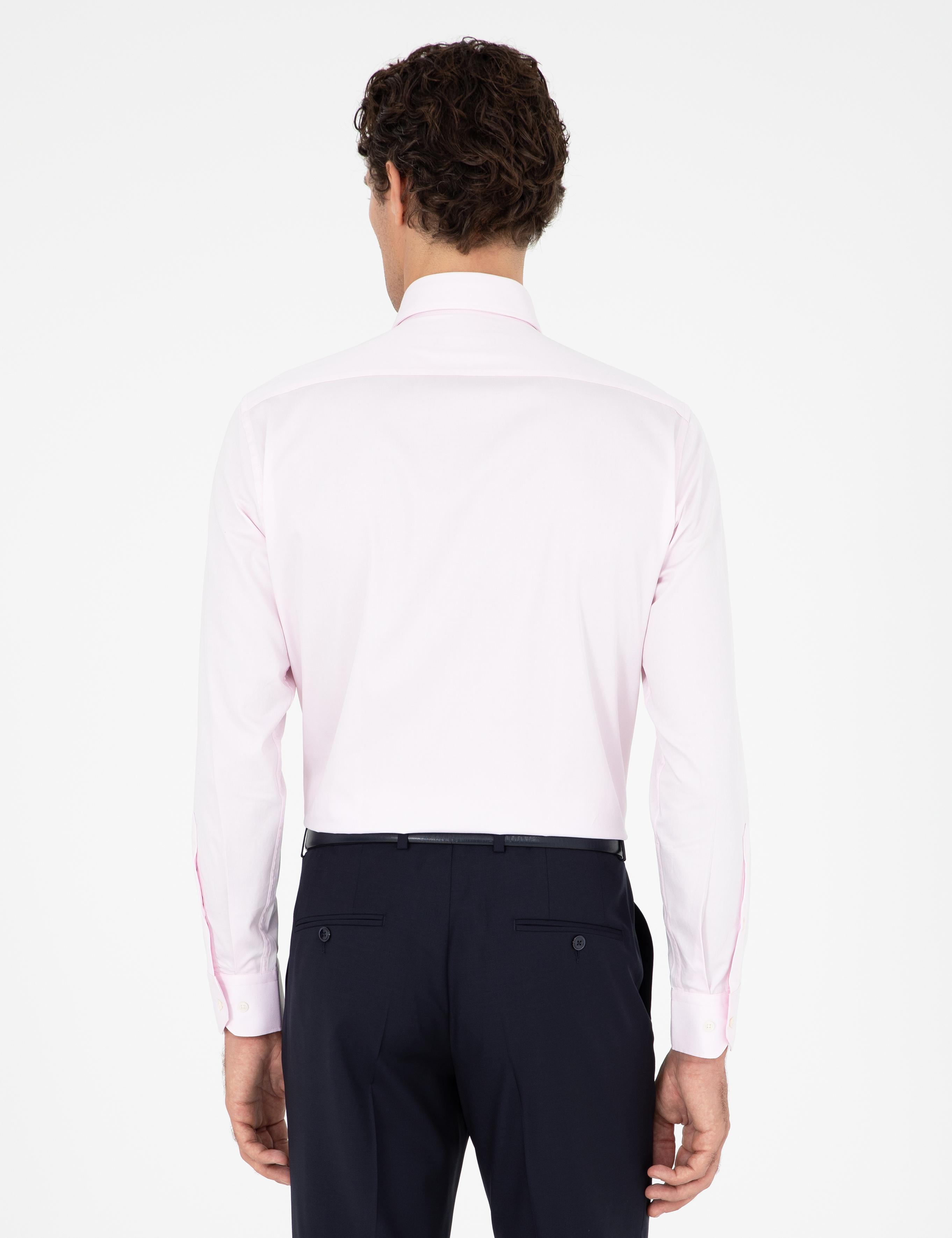 Açık Pembe Modern Fit Uzun Kollu Basic Gömlek - 50223149116