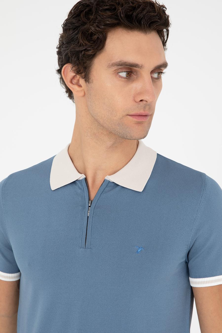 Mavi Slim Fit Fermuarlı Polo Yaka Triko T-shirt - 50285434043