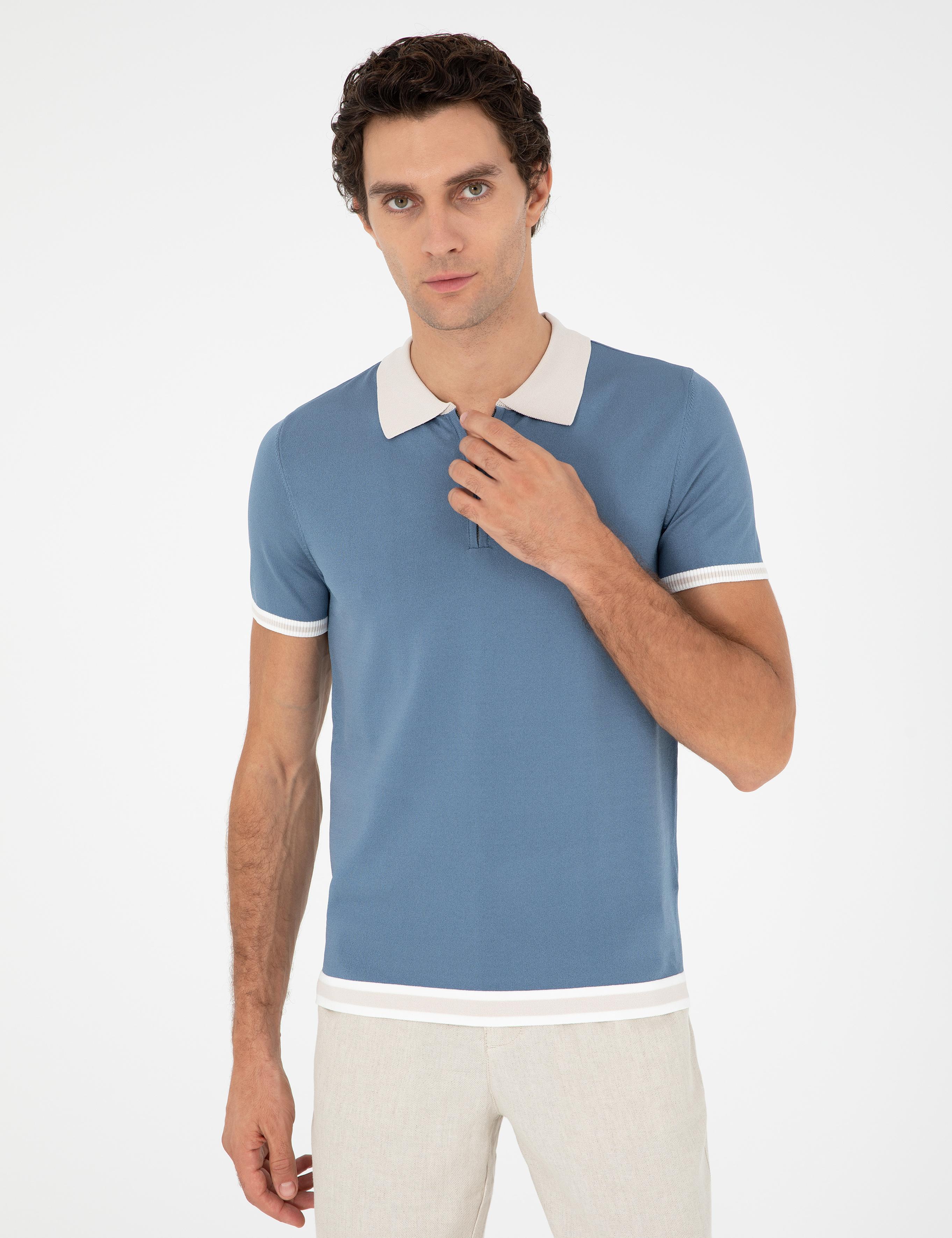 Mavi Slim Fit Fermuarlı Polo Yaka Triko T-shirt - 50285434043