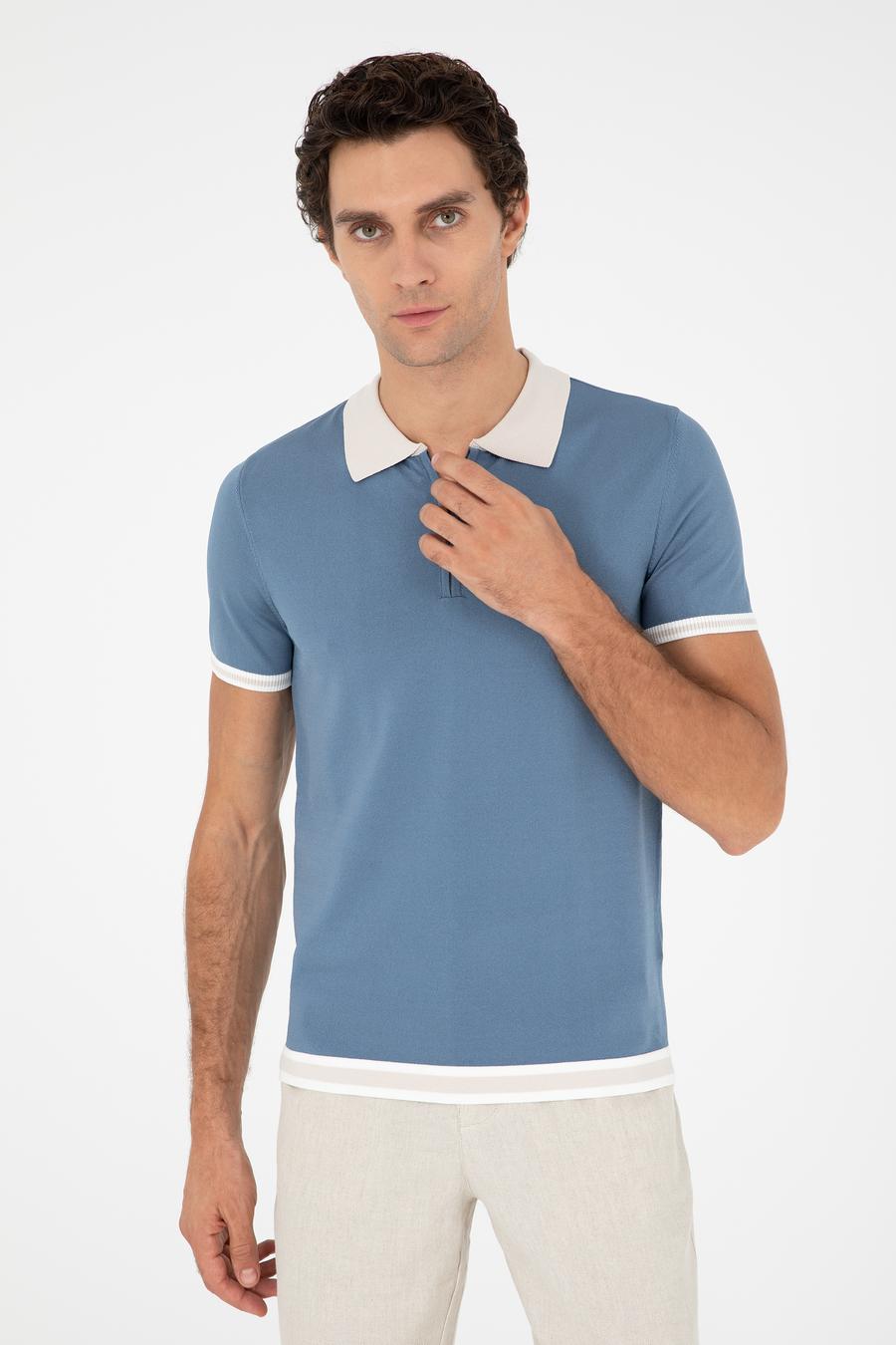 Mavi Slim Fit Fermuarlı Polo Yaka Triko T-shirt - 50285434043
