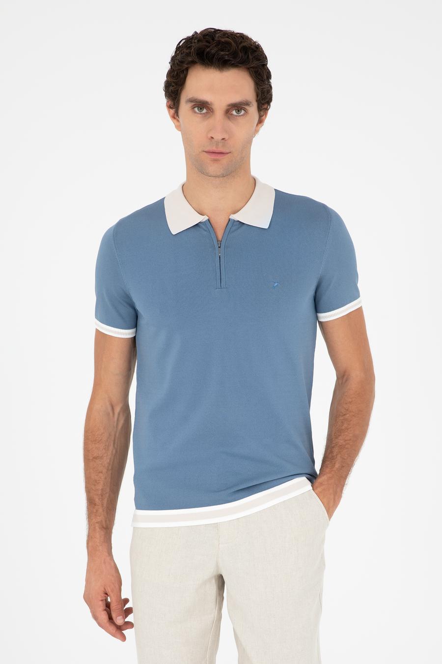 Mavi Slim Fit Fermuarlı Polo Yaka Triko T-shirt - 50285434043