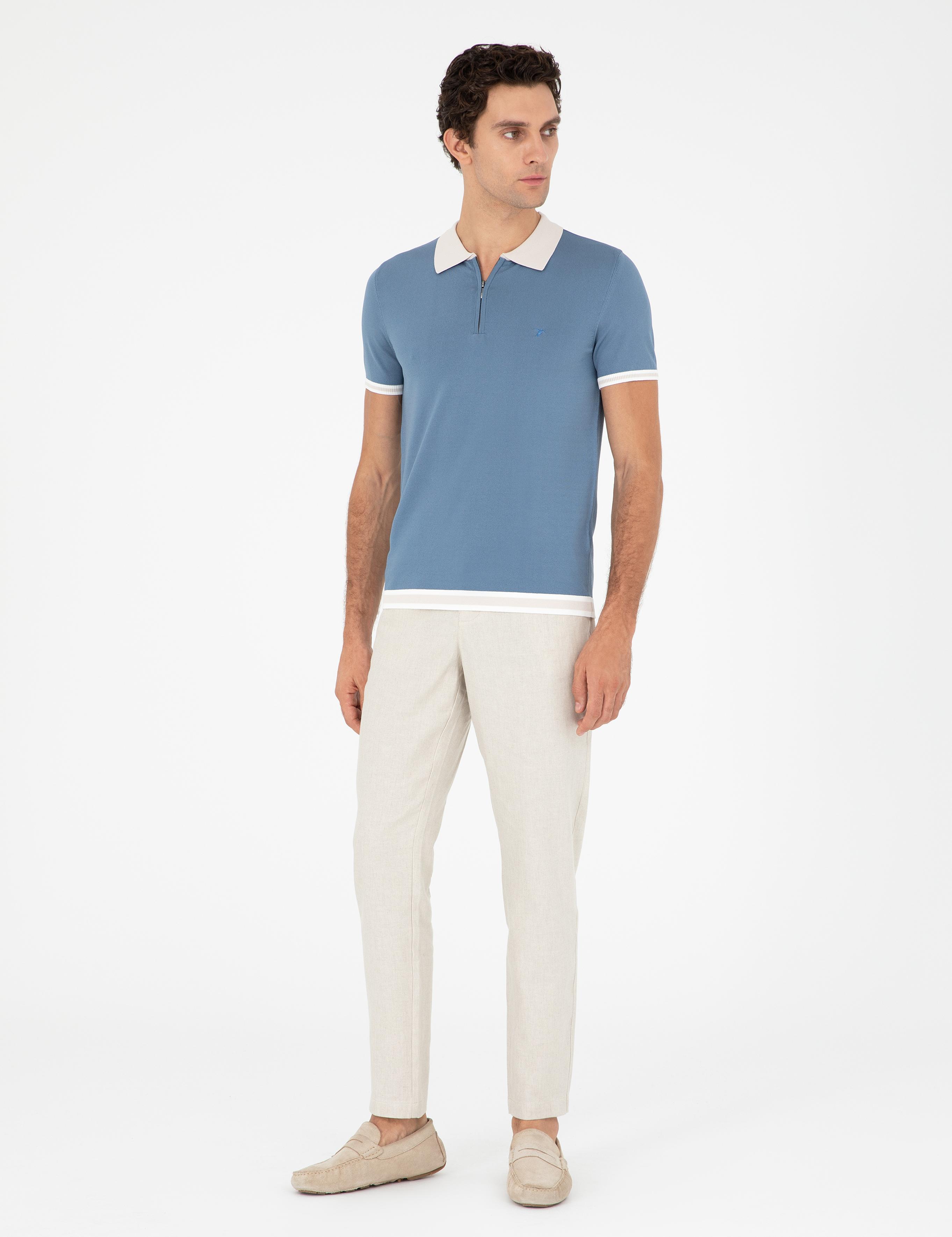 Mavi Slim Fit Fermuarlı Polo Yaka Triko T-shirt - 50285434043