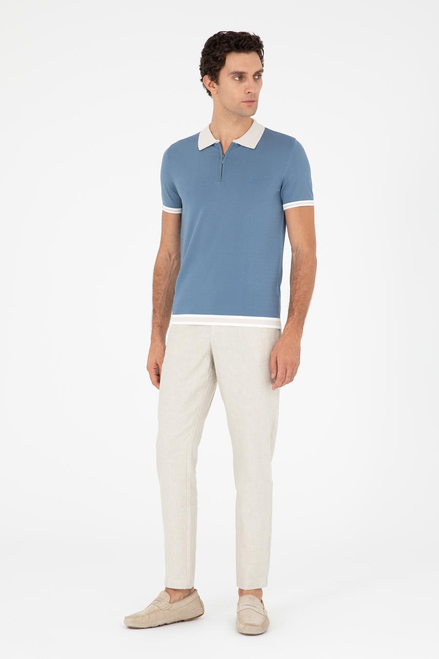 Mavi Slim Fit Fermuarlı Polo Yaka Triko T-shirt - 50285434043