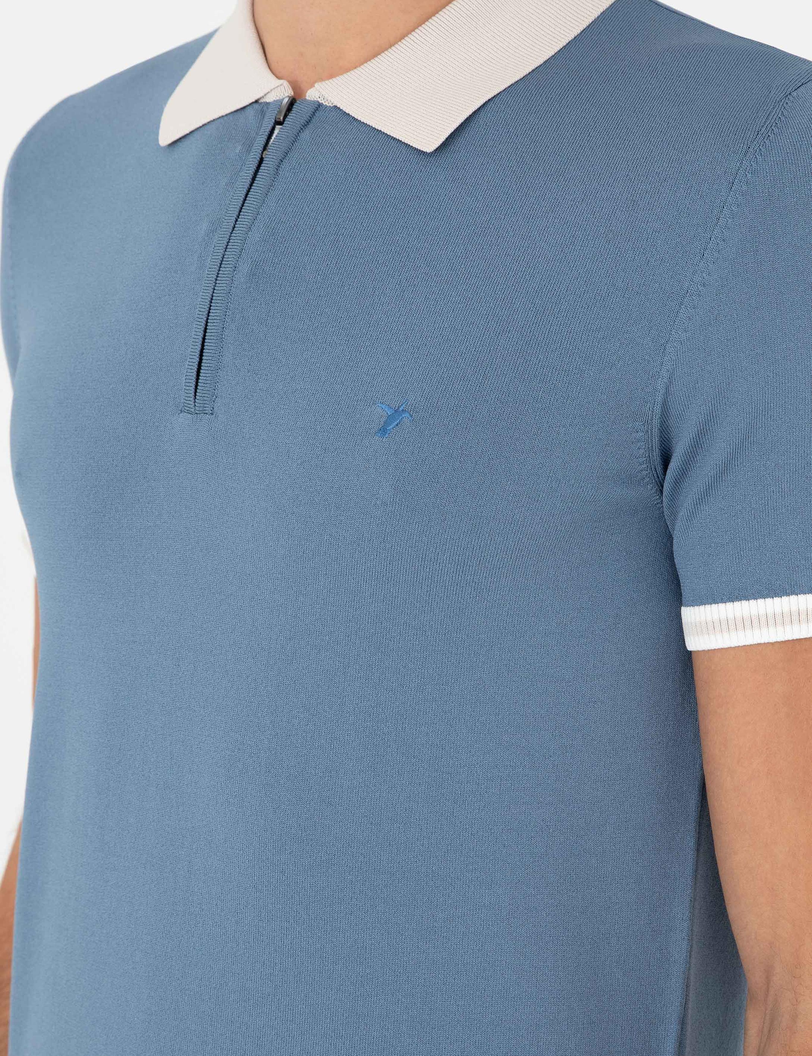 Mavi Slim Fit Fermuarlı Polo Yaka Triko T-shirt - 50285434043