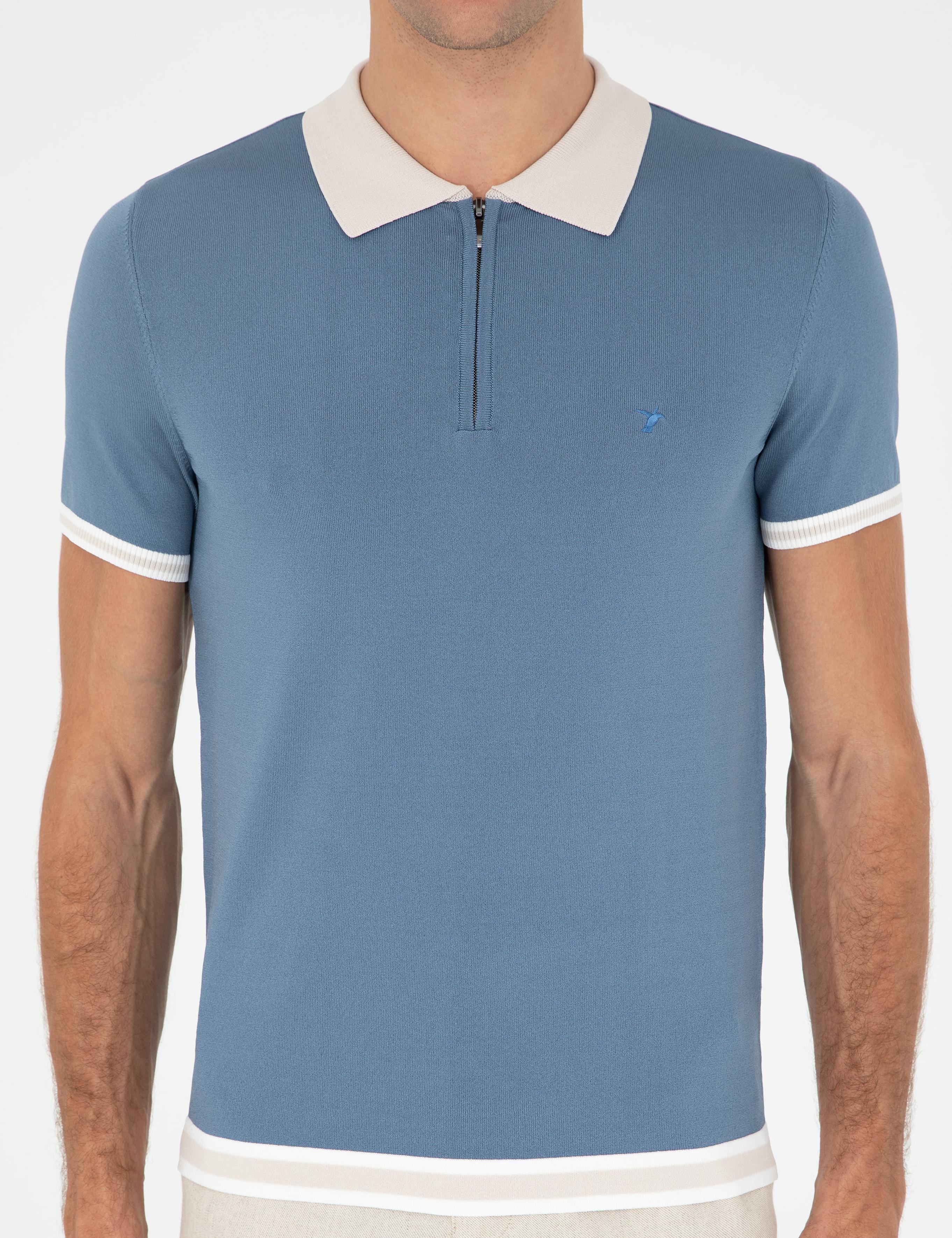 Mavi Slim Fit Fermuarlı Polo Yaka Triko T-shirt - 50285434043