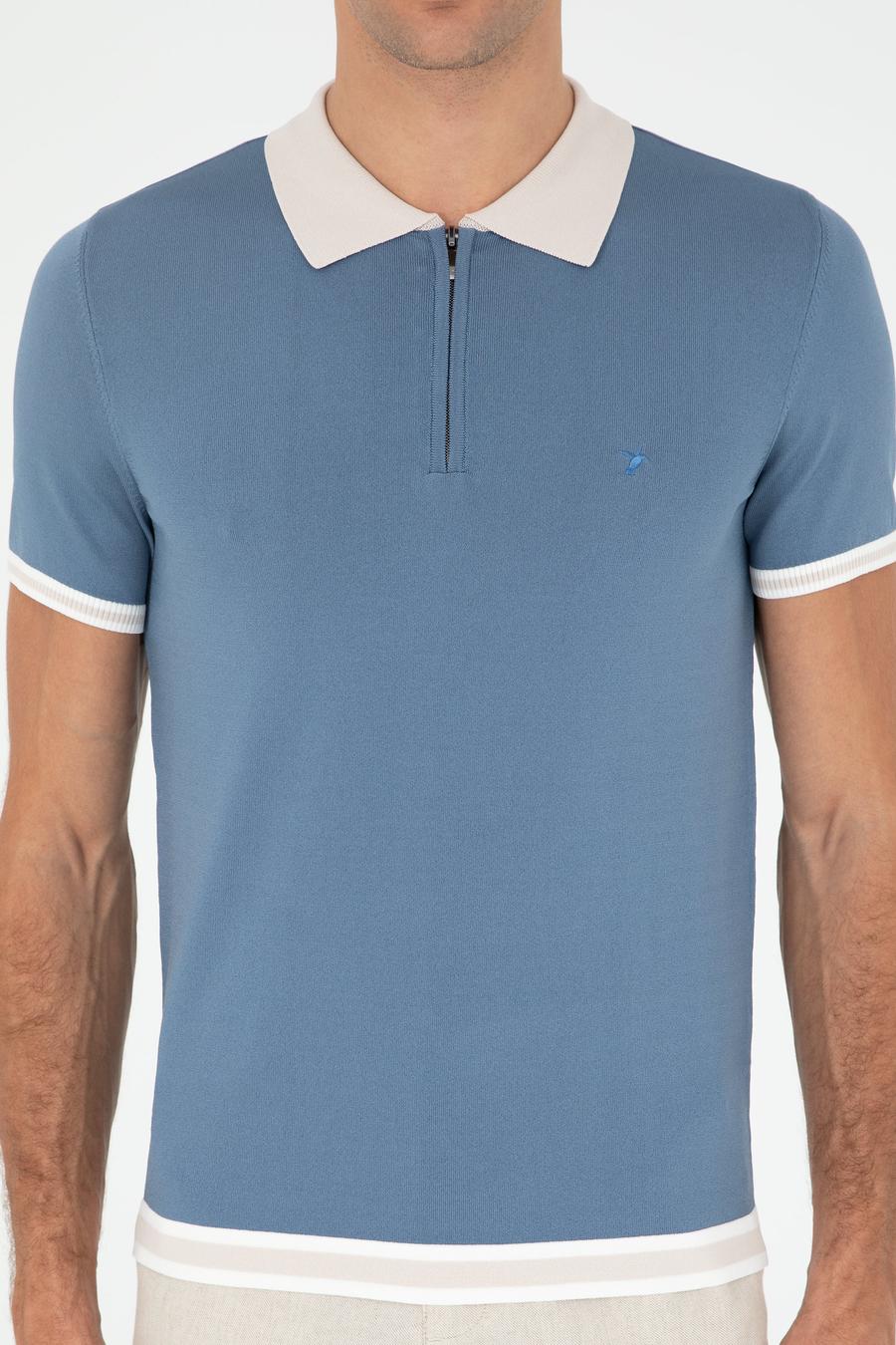 Mavi Slim Fit Fermuarlı Polo Yaka Triko T-shirt - 50285434043
