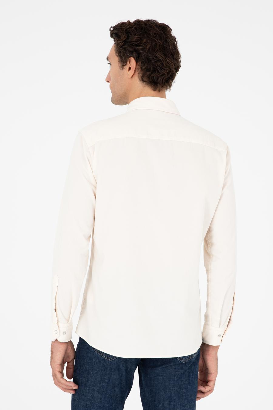 Ekru Regular Fit Pamuklu Cepli Gömlek - 50291369021