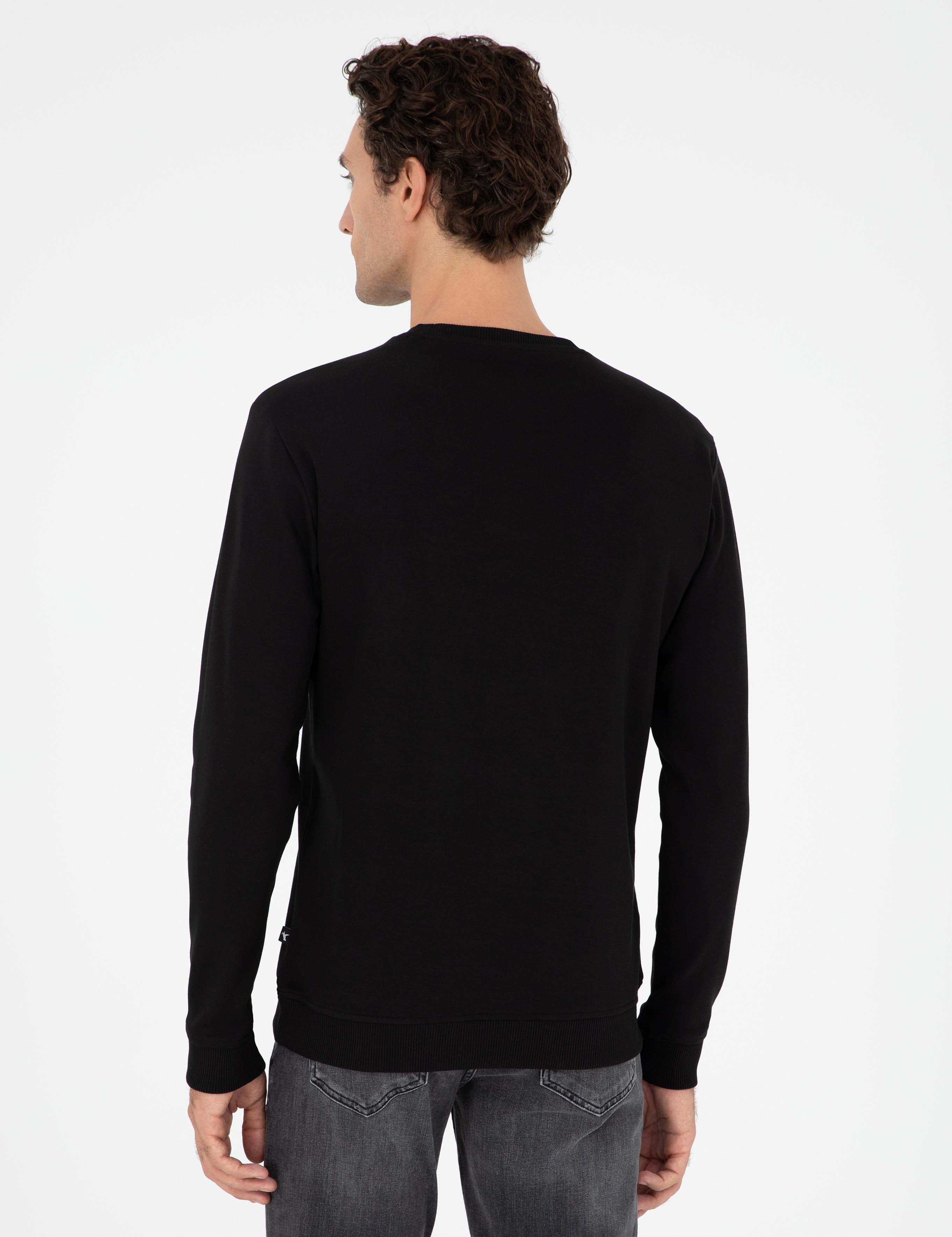 Siyah Regular Fit Bisiklet Yaka Pamuklu Sweatshirt - 50296883001