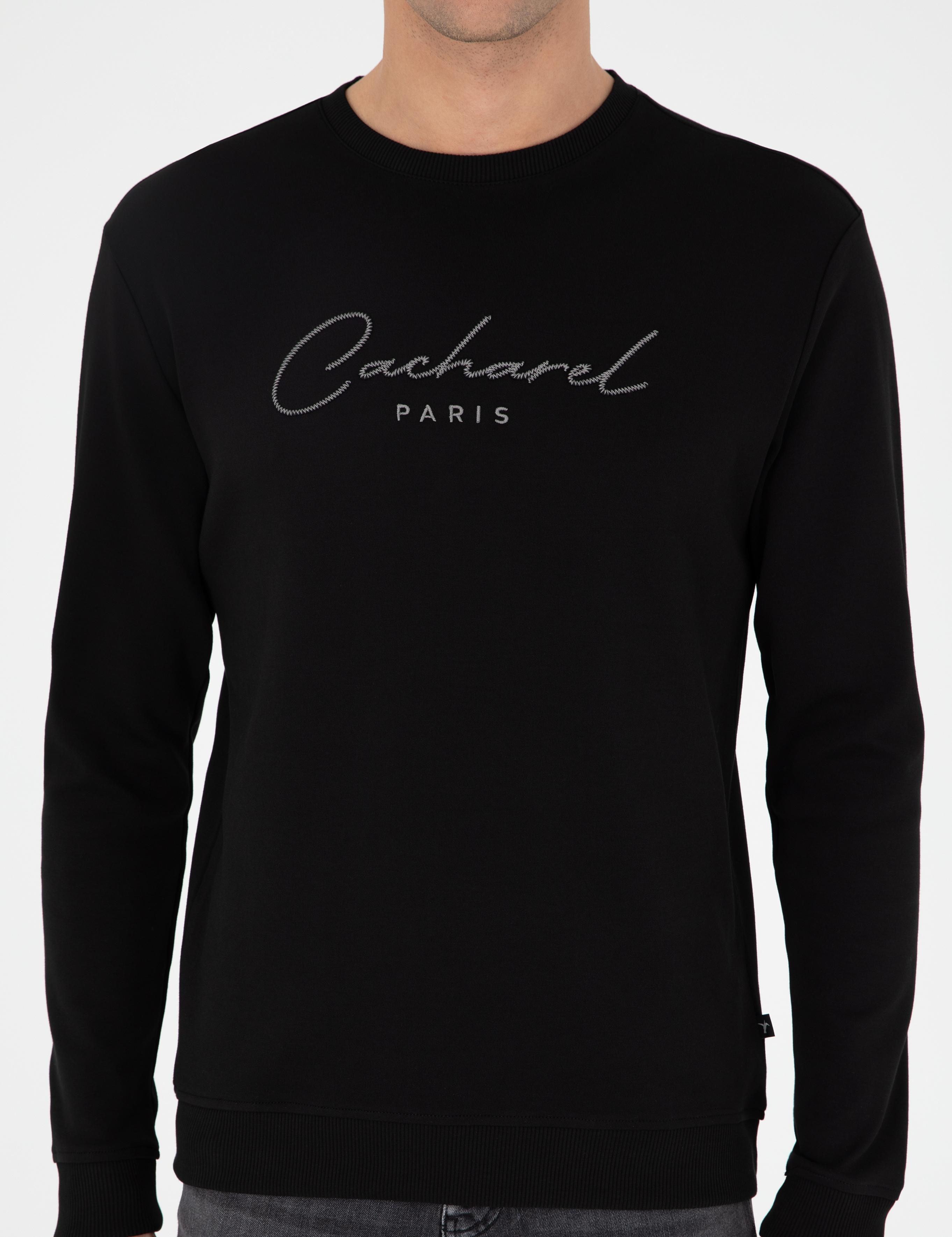 Siyah Regular Fit Bisiklet Yaka Pamuklu Sweatshirt - 50296883001