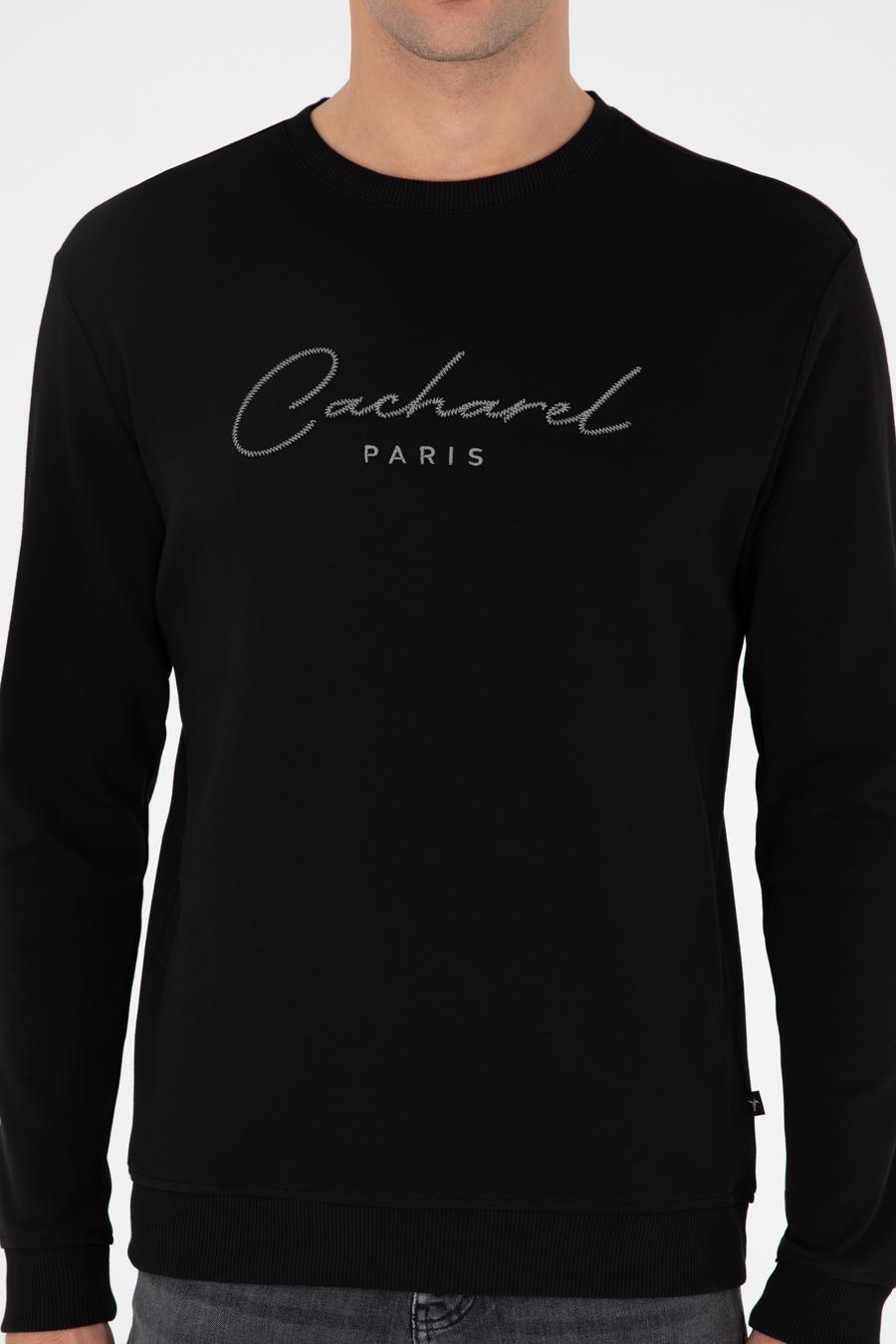 Siyah Regular Fit Bisiklet Yaka Pamuklu Sweatshirt - 50296883001