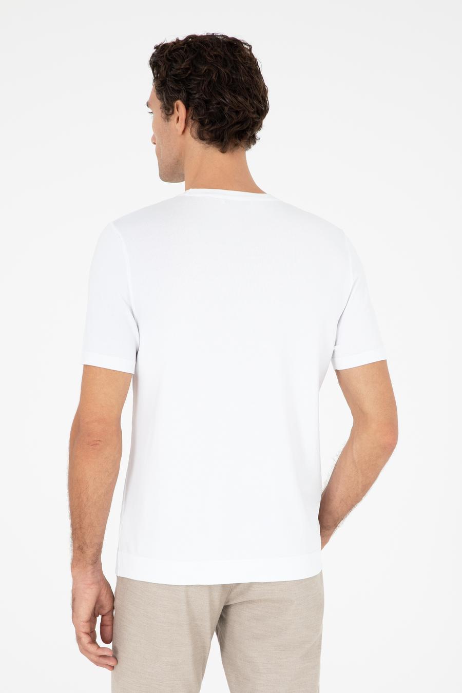Beyaz Slim Fit Bisiklet Yaka Triko T-shirt - 50293169074