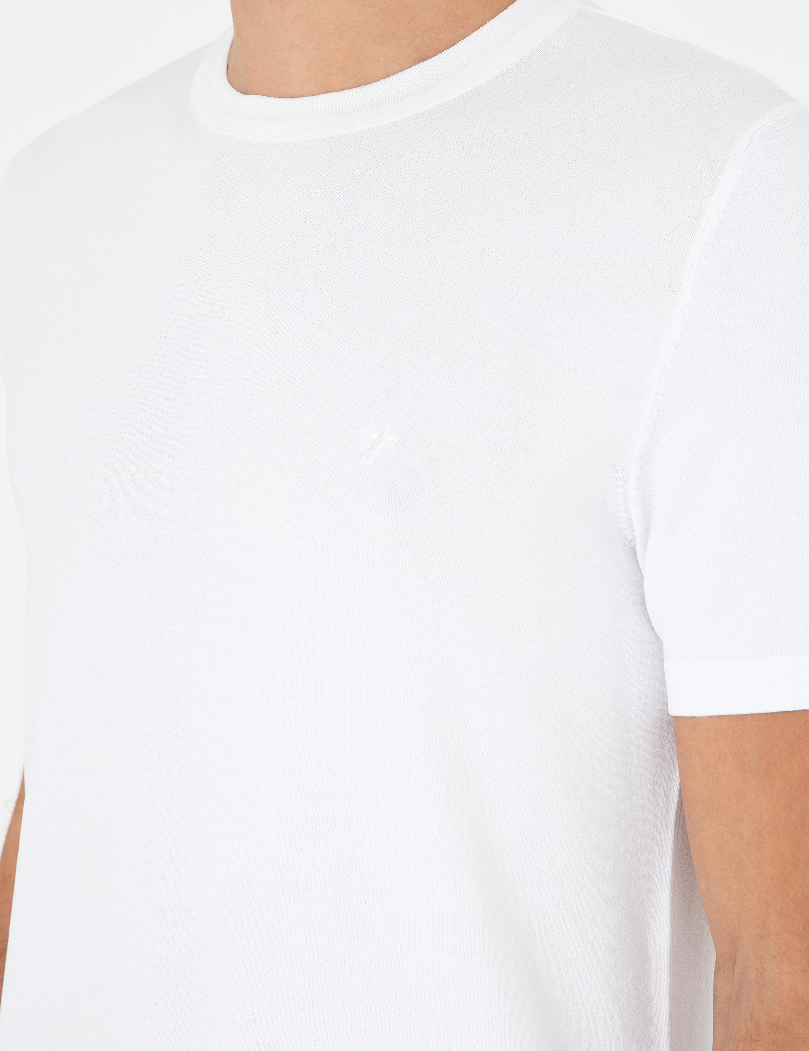 Beyaz Slim Fit Bisiklet Yaka Triko T-shirt - 50293169074