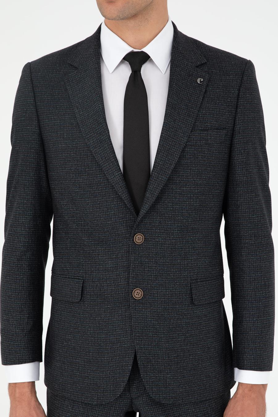 Koyu Haki Slim Fit Yün Karışımlı Takım Elbise - 50291364059
