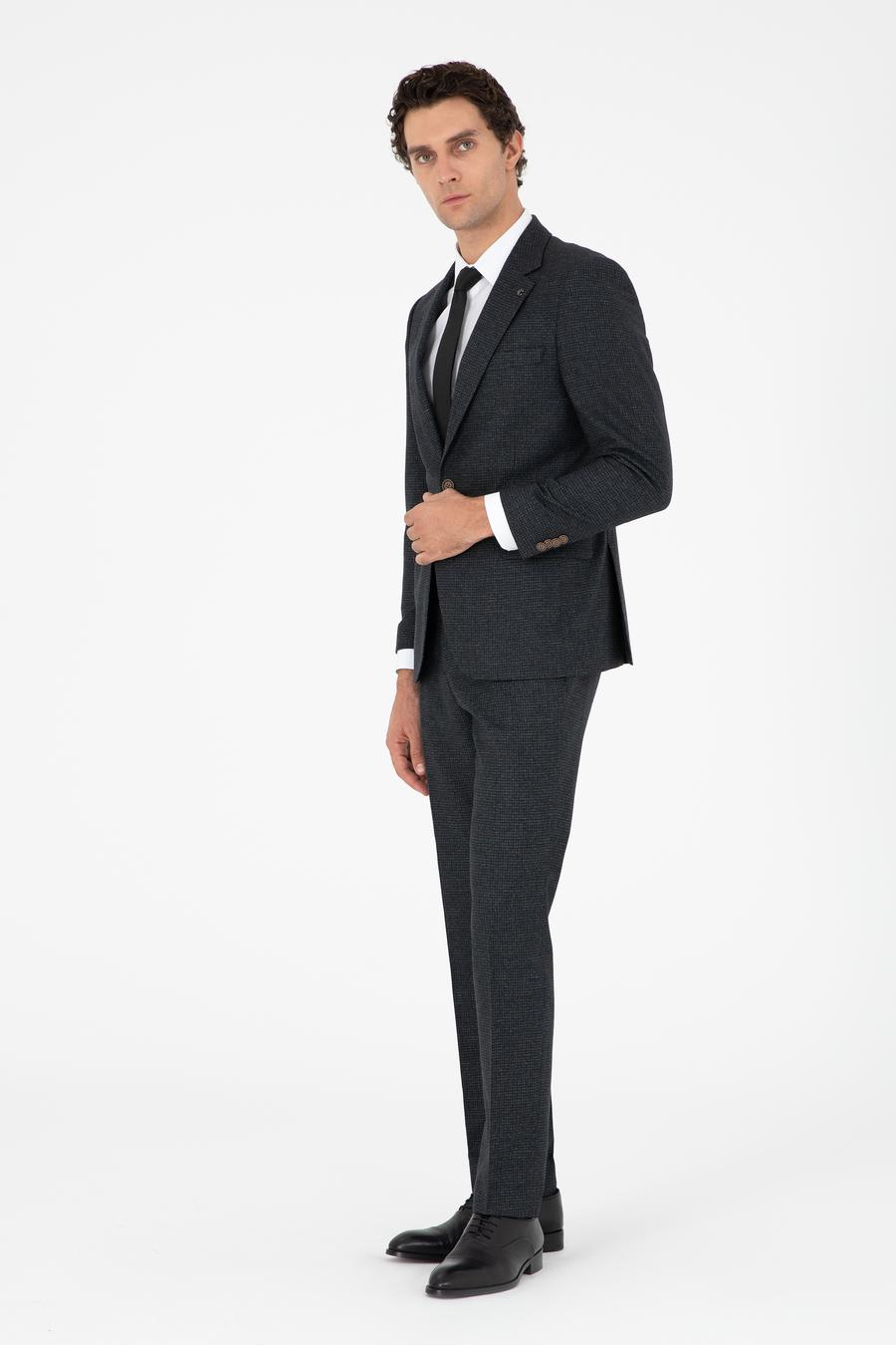 Koyu Haki Slim Fit Yün Karışımlı Takım Elbise - 50291364059