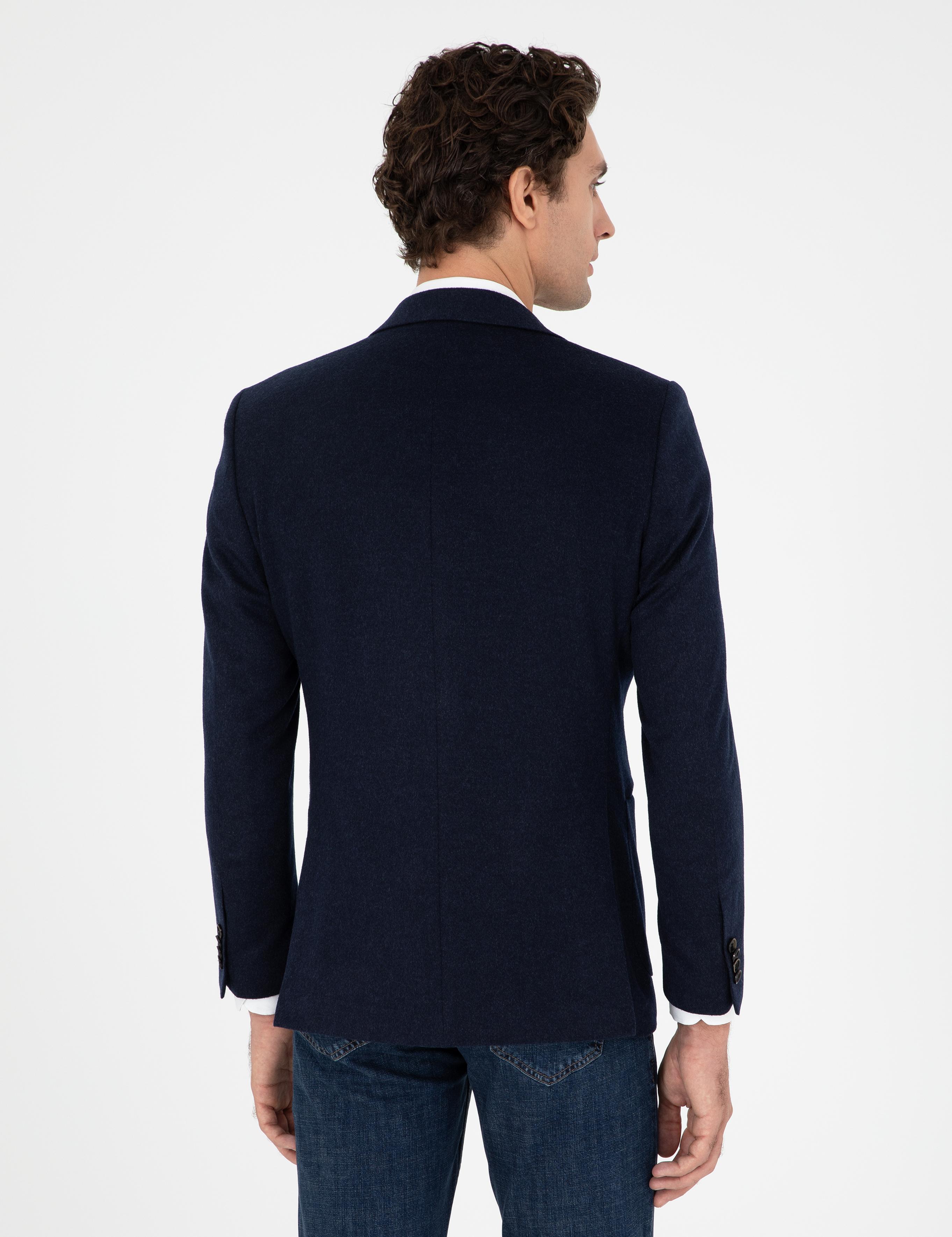 Lacivert Slim Fit Kaşmir Ceket - 50292575047