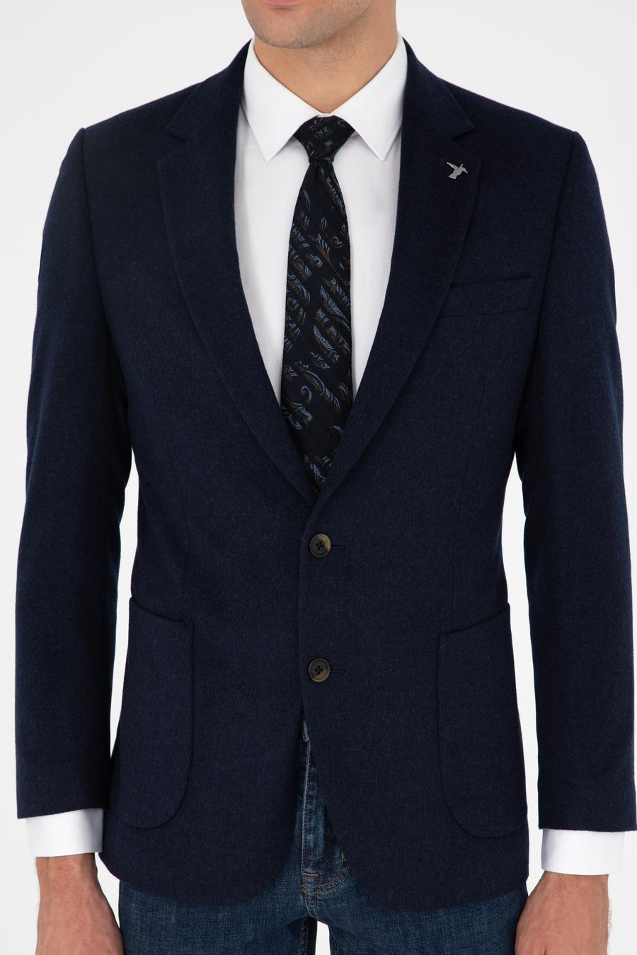 Lacivert Slim Fit Kaşmir Ceket - 50292575047