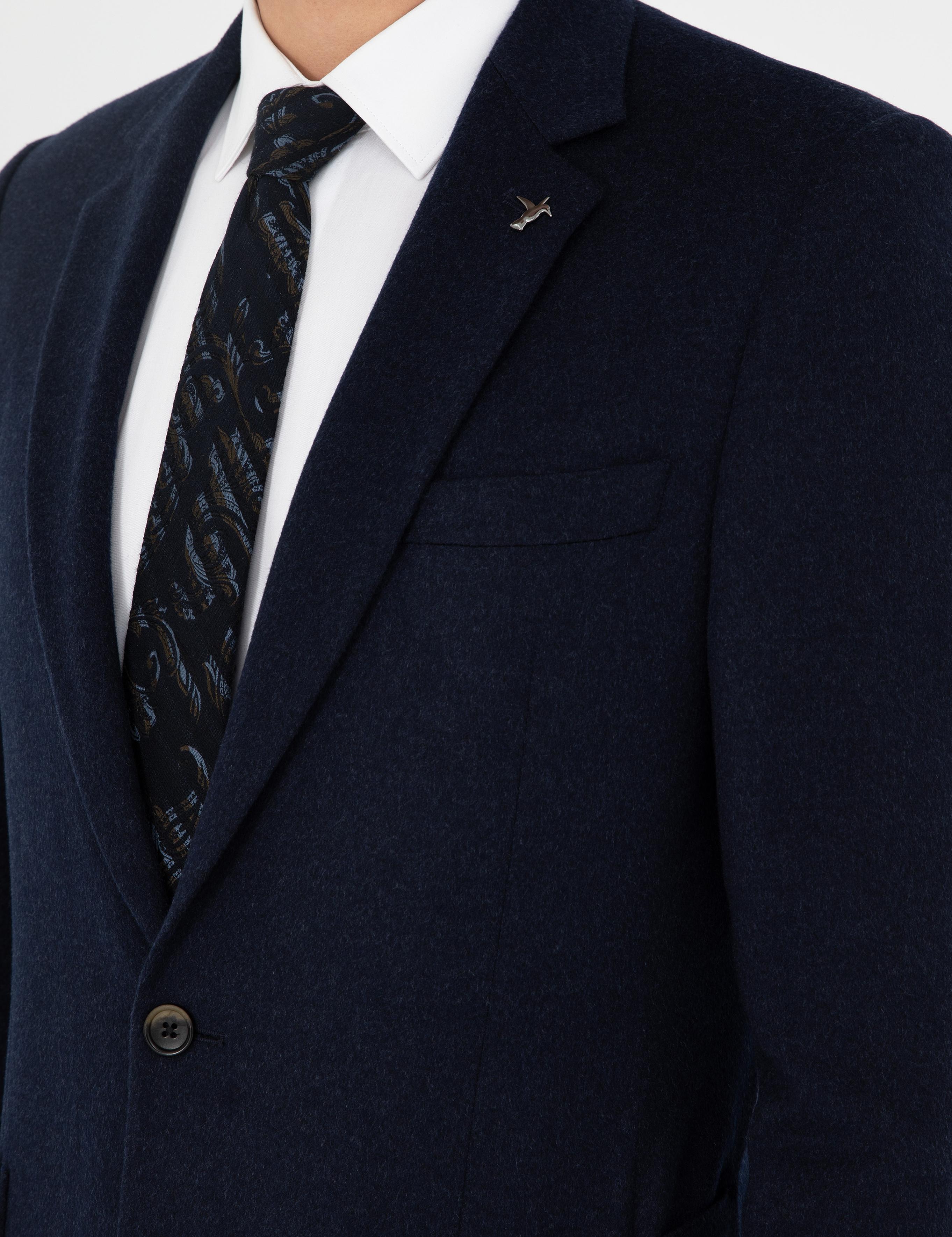 Lacivert Slim Fit Kaşmir Ceket - 50292575047