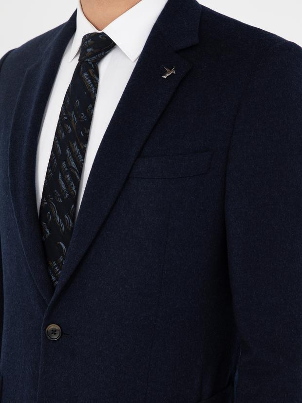 Lacivert Slim Fit Kaşmir Ceket