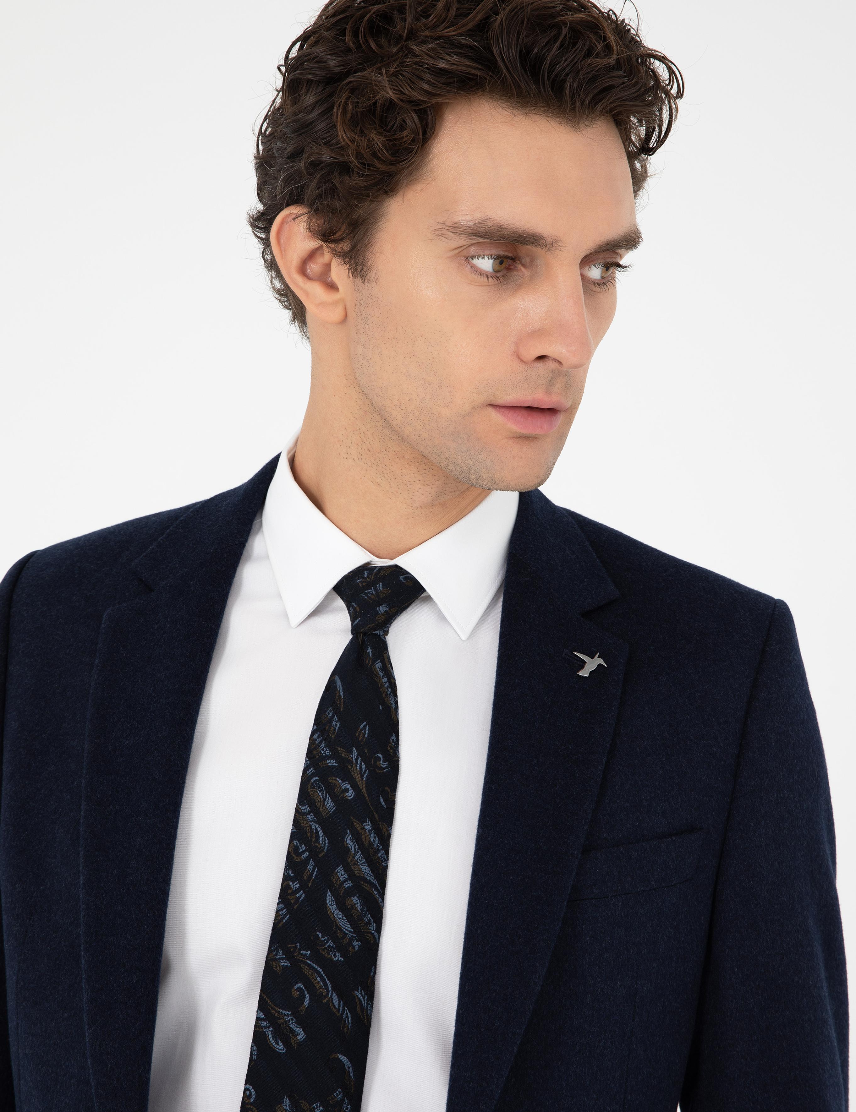 Lacivert Slim Fit Kaşmir Ceket - 50292575047