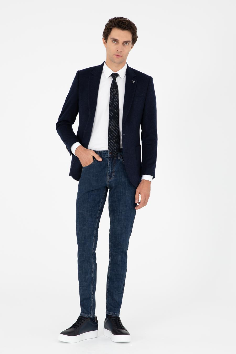 Lacivert Slim Fit Kaşmir Ceket - 50292575047
