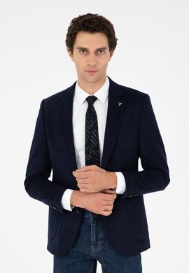 Lacivert Slim Fit Kaşmir Ceket